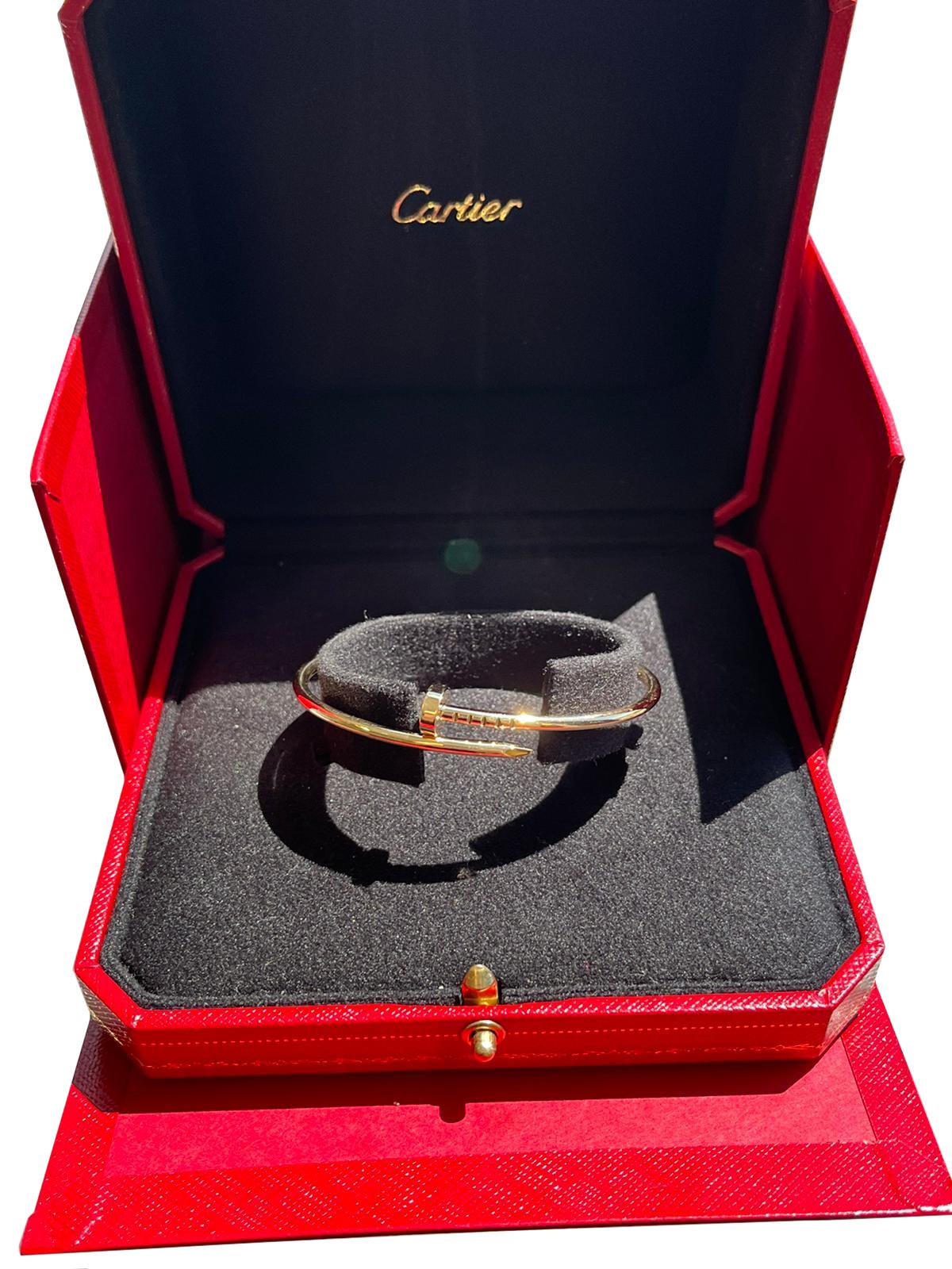 Women's or Men's Cartier Juste Un Clou 18K Yellow Gold Small Model Size 16 Bracelet