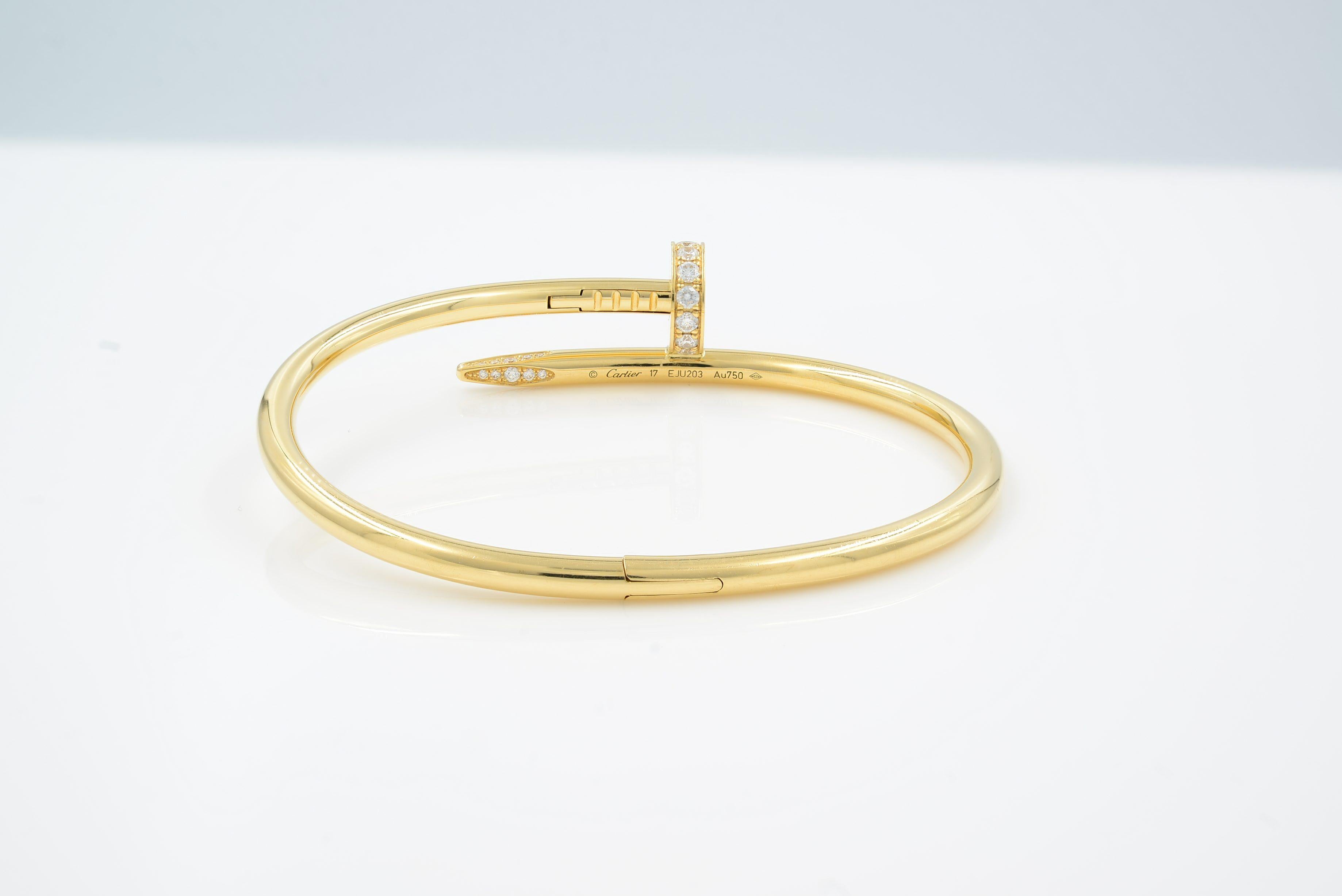Cartier Juste Un Clou 18 Karat Yellow Gold with Diamonds Bracelet In Excellent Condition In New York, NY