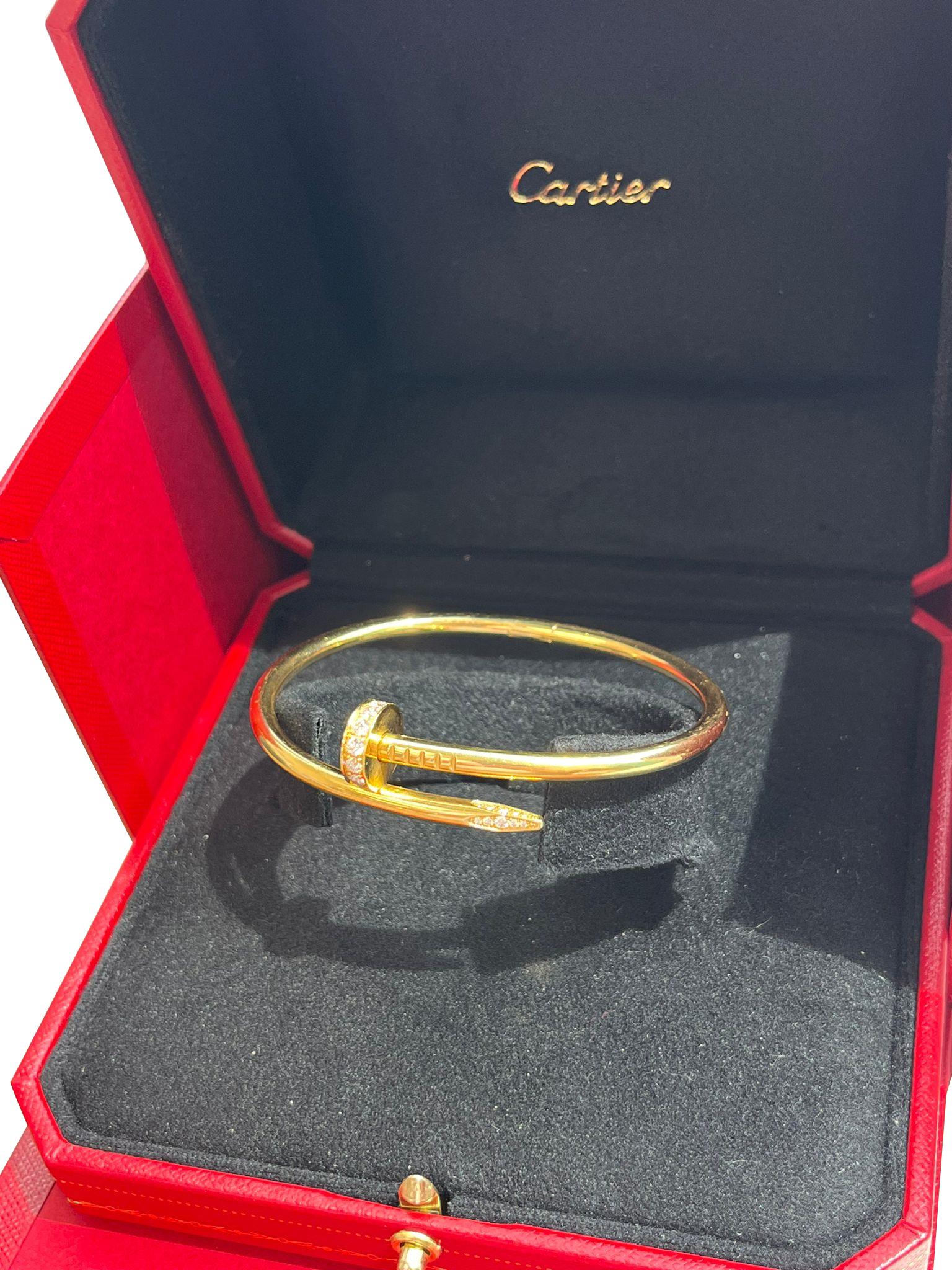 Cartier Juste Un Clou Bracelet 0.58ct Brilliant Cut Diamonds 18k Yellow Gold For Sale 7