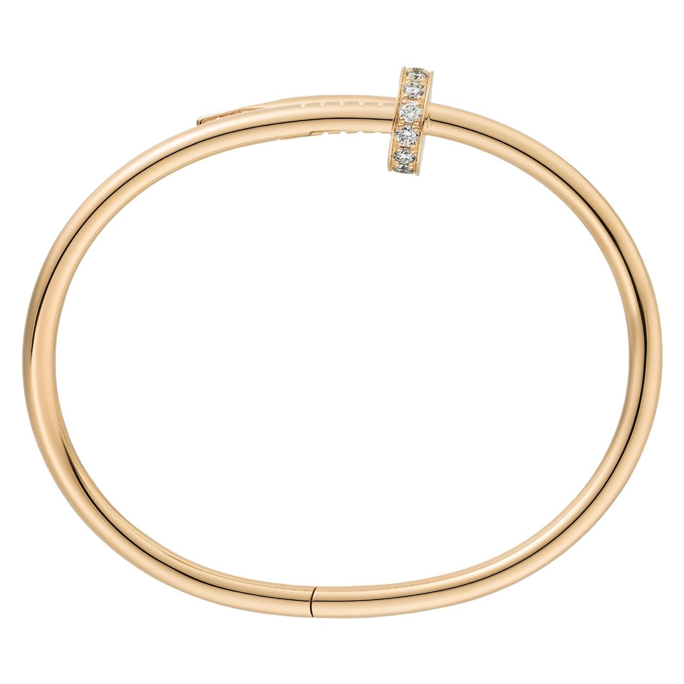Modernist Cartier Juste Un Clou Bracelet 0.58ct Brilliant Cut Diamonds 18k Yellow Gold For Sale