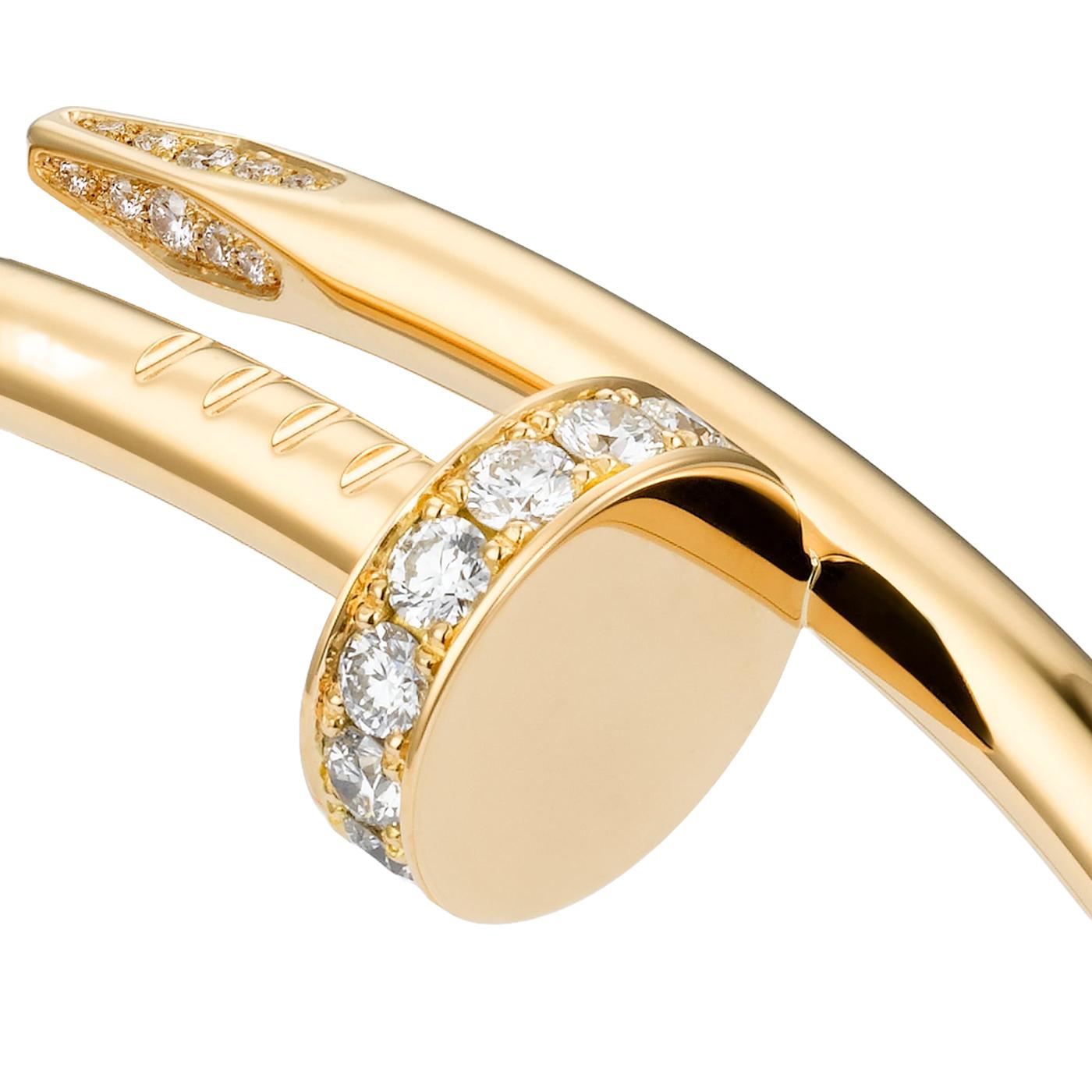Cartier Juste Un Clou Bracelet 0.58ct Brilliant Cut Diamonds 18k Yellow Gold In New Condition For Sale In Aventura, FL