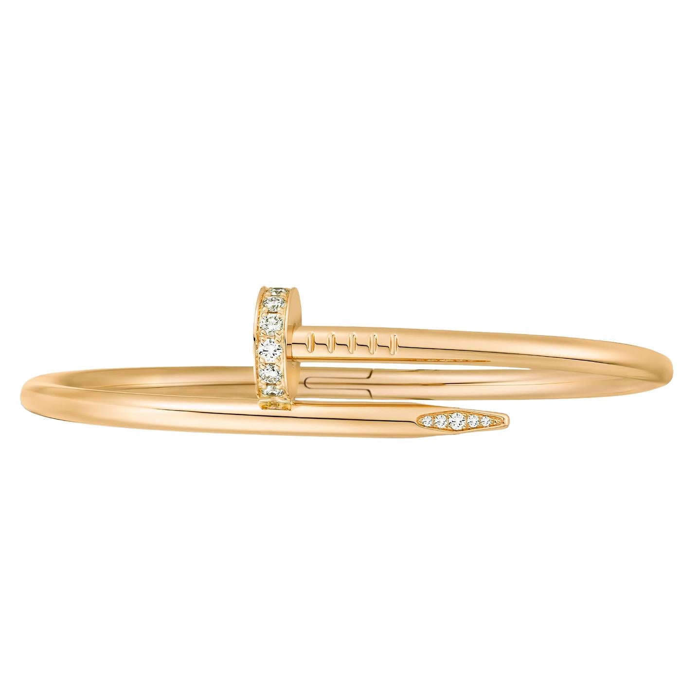 Women's Cartier Juste Un Clou Bracelet 0.58ct Brilliant Cut Diamonds 18k Yellow Gold For Sale