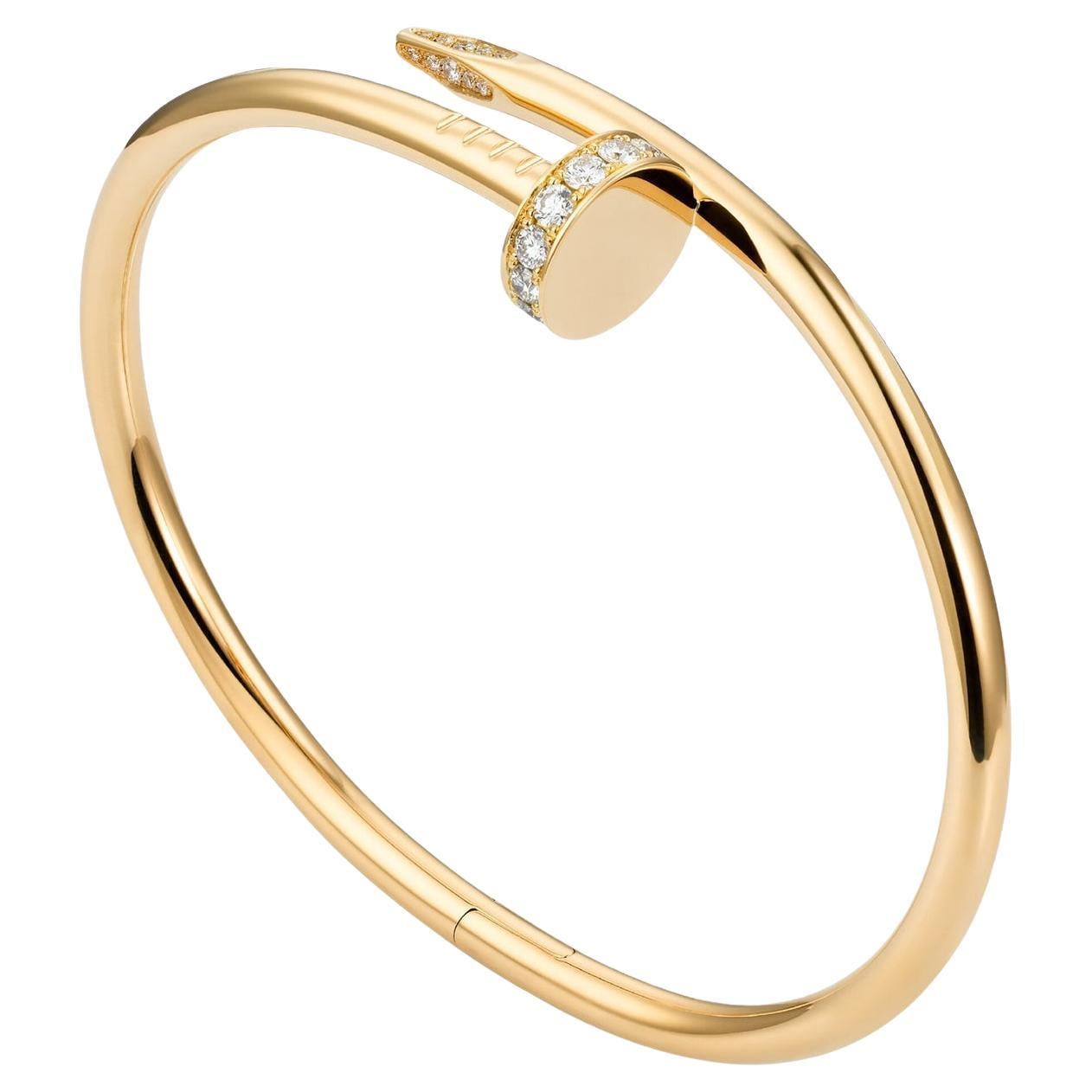 Cartier Juste Un Clou Bracelet 0.58ct Brilliant Cut Diamonds 18k Yellow Gold For Sale