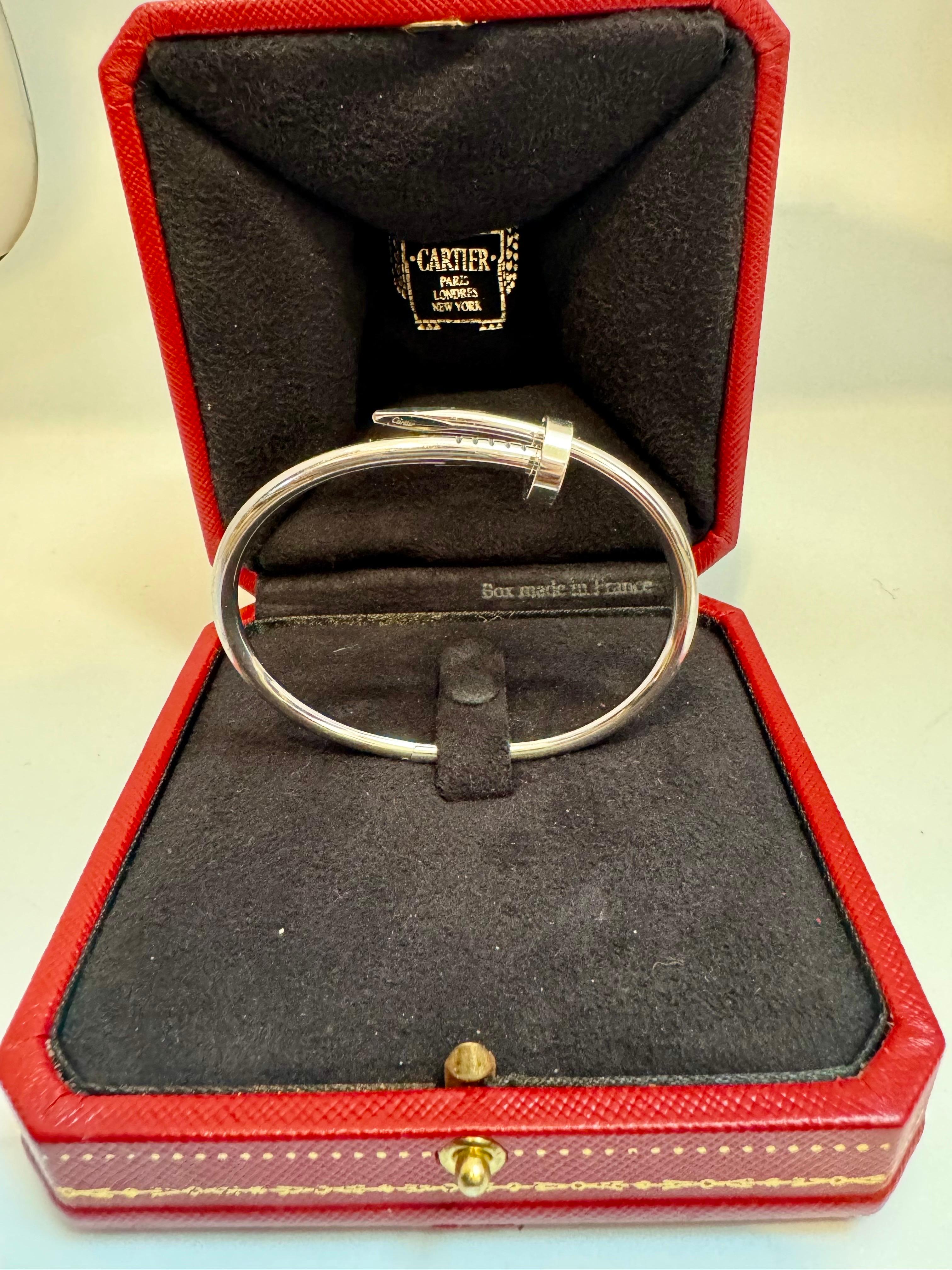 Cartier JUSTE UN CLOU BRACELET 17 Nail PRQ613 18kt White Gold AU750 AUTHENTIC For Sale 3
