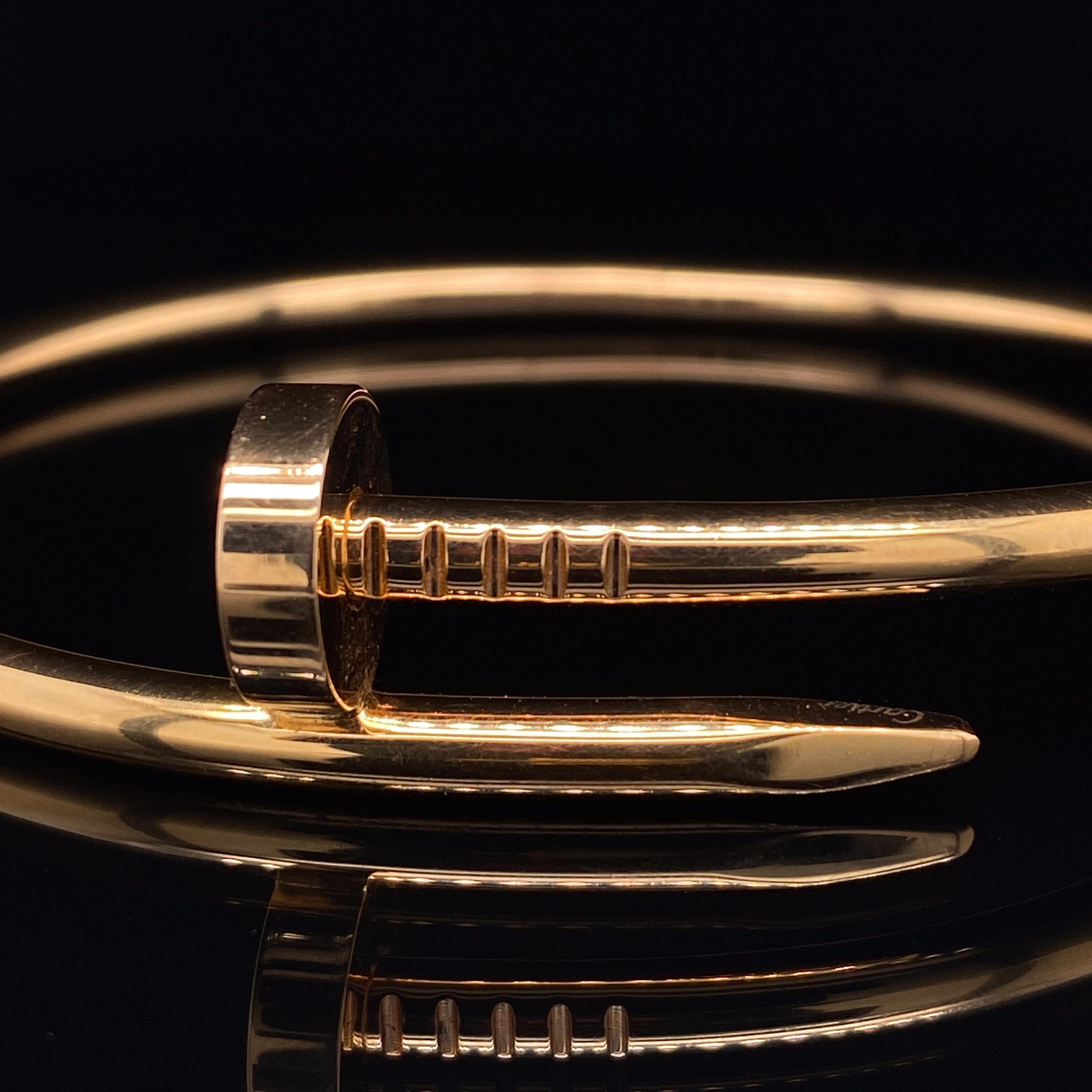 Cartier Juste un Clou bracelet in 18 karat yellow gold

'Juste un Clou' literally translates to 'Just a nail' this iconic design was dreamed up by Cartier in 70's New York in a bold piece of jewellery that that offers a sublime take on the