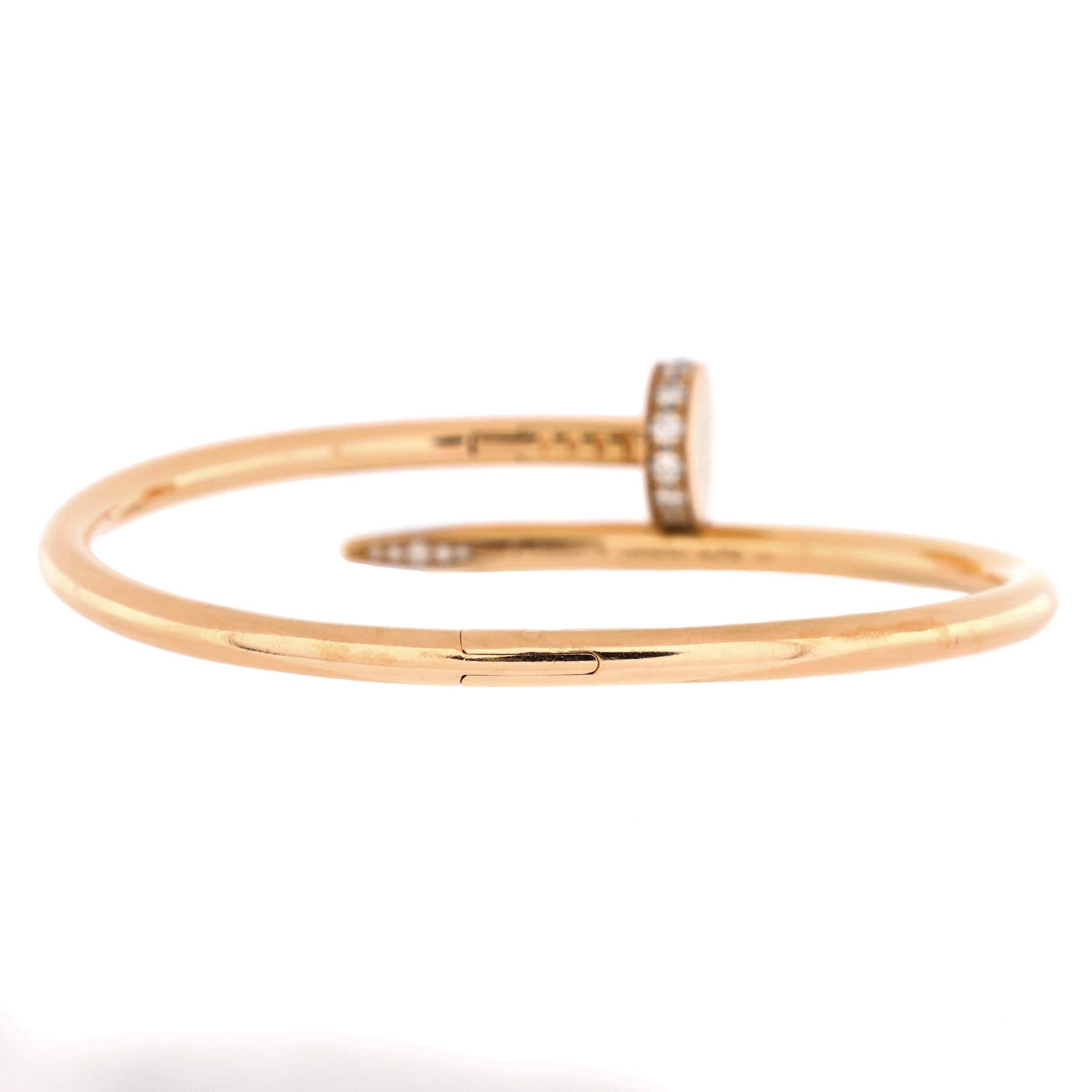 Cartier Juste Un Clou Bracelet 18k Rose Gold with Diamonds Classic In Good Condition In New York, NY