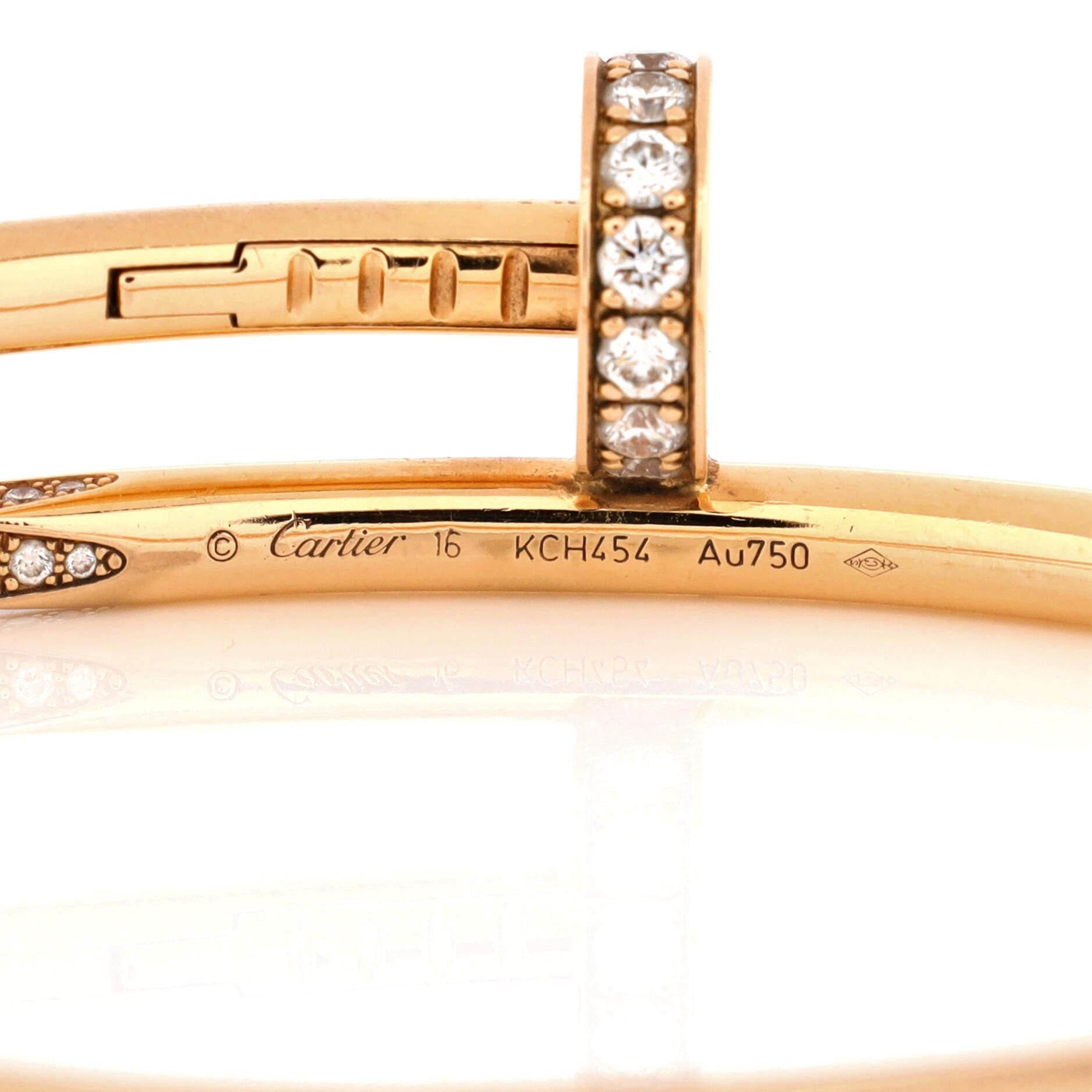 Women's or Men's Cartier Juste Un Clou Bracelet 18k Rose Gold with Diamonds Classic