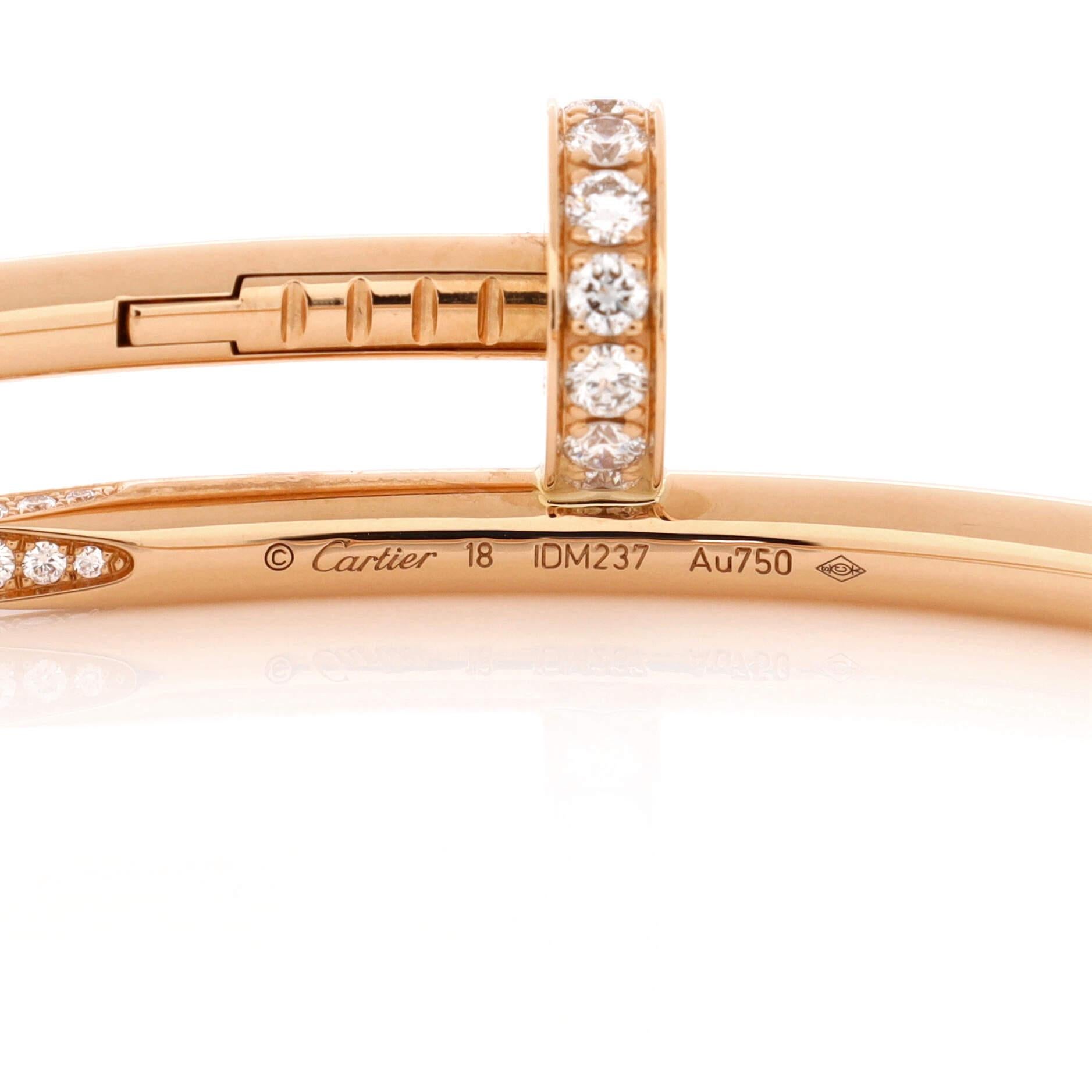 Women's or Men's Cartier Juste un Clou Bracelet 18K Rose Gold with Diamonds Classic