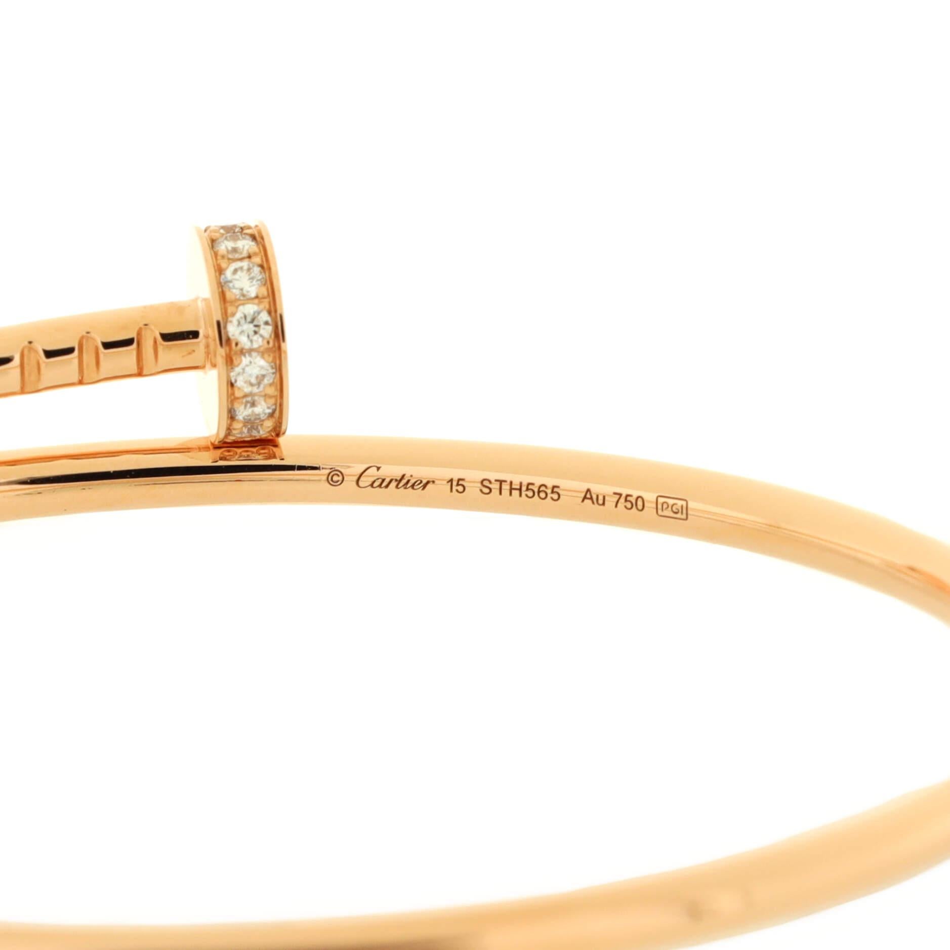 Women's or Men's Cartier Juste un Clou Bracelet 18K Rose Gold with Diamonds Small