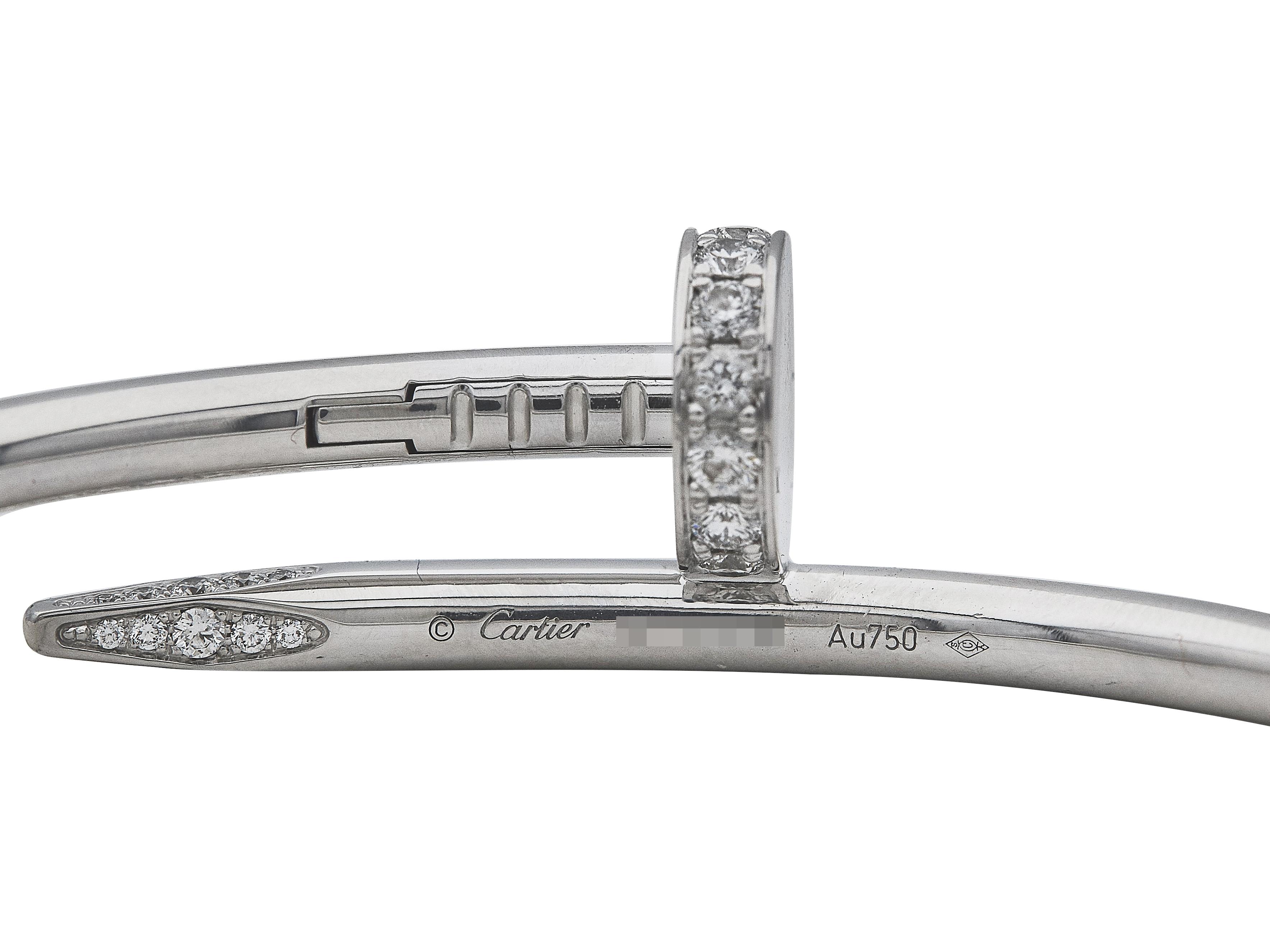 Contemporain Cartier Bracelet Juste un Clou Or Blanc 18K & Diamants Taille 16 Modèle Classic en vente