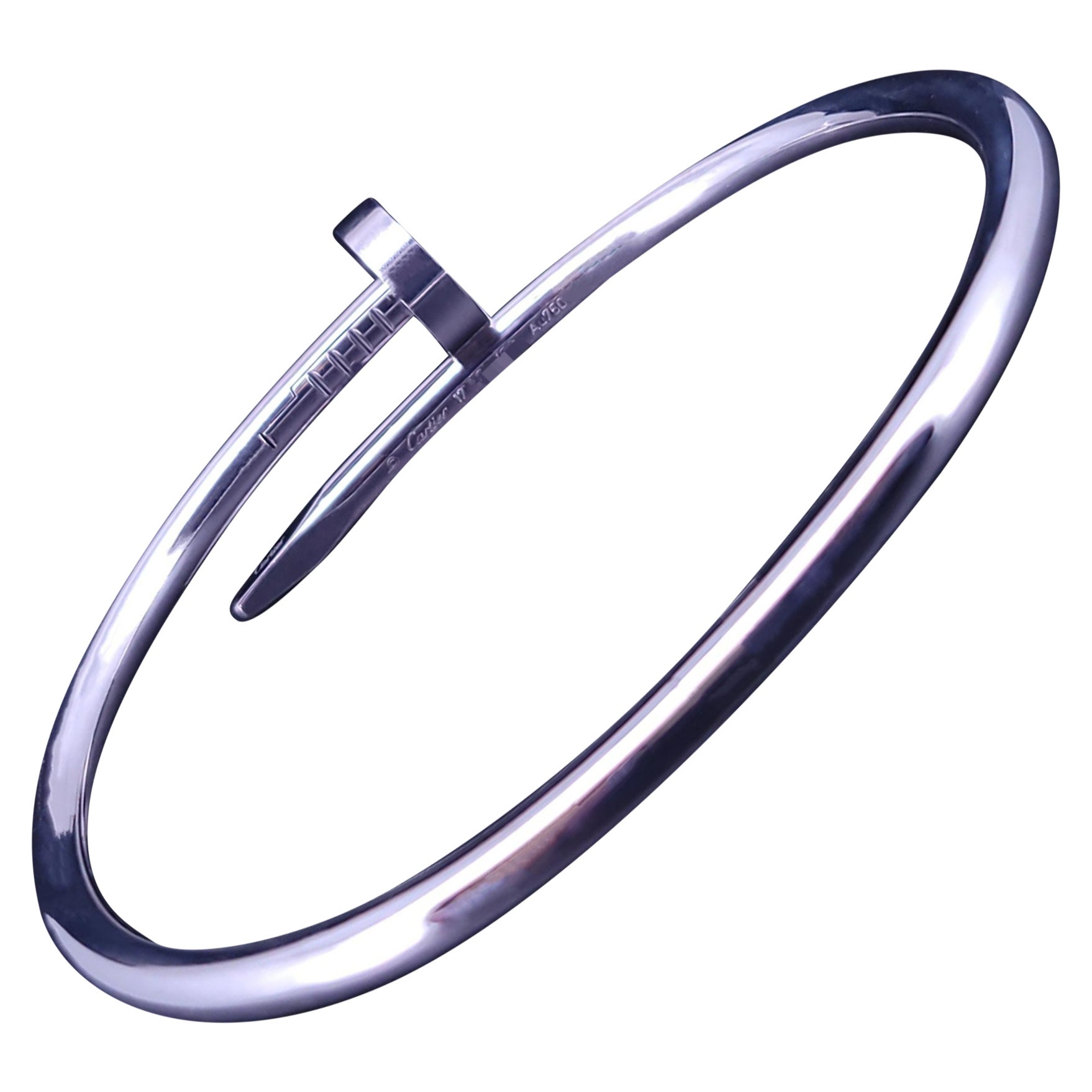 Cartier Juste Un Clou Bracelet 18K White Gold Size 17 For Sale