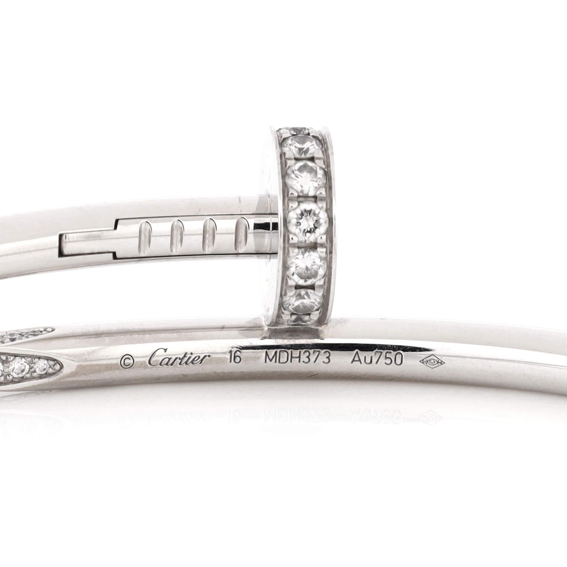 Cartier Juste un Clou Bracelet 18K White Gold with Diamonds Classic In Good Condition In New York, NY
