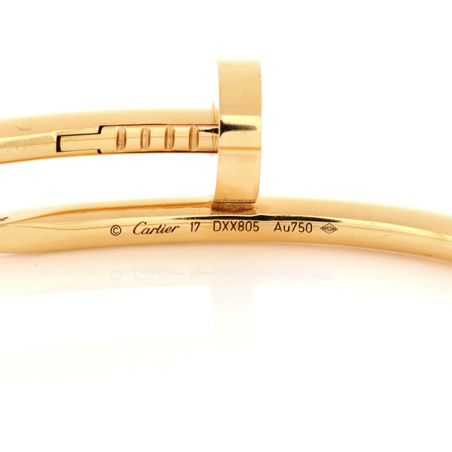  Cartier Bracelet Juste Un Clou Or Jaune 18k Classic Unisexe 