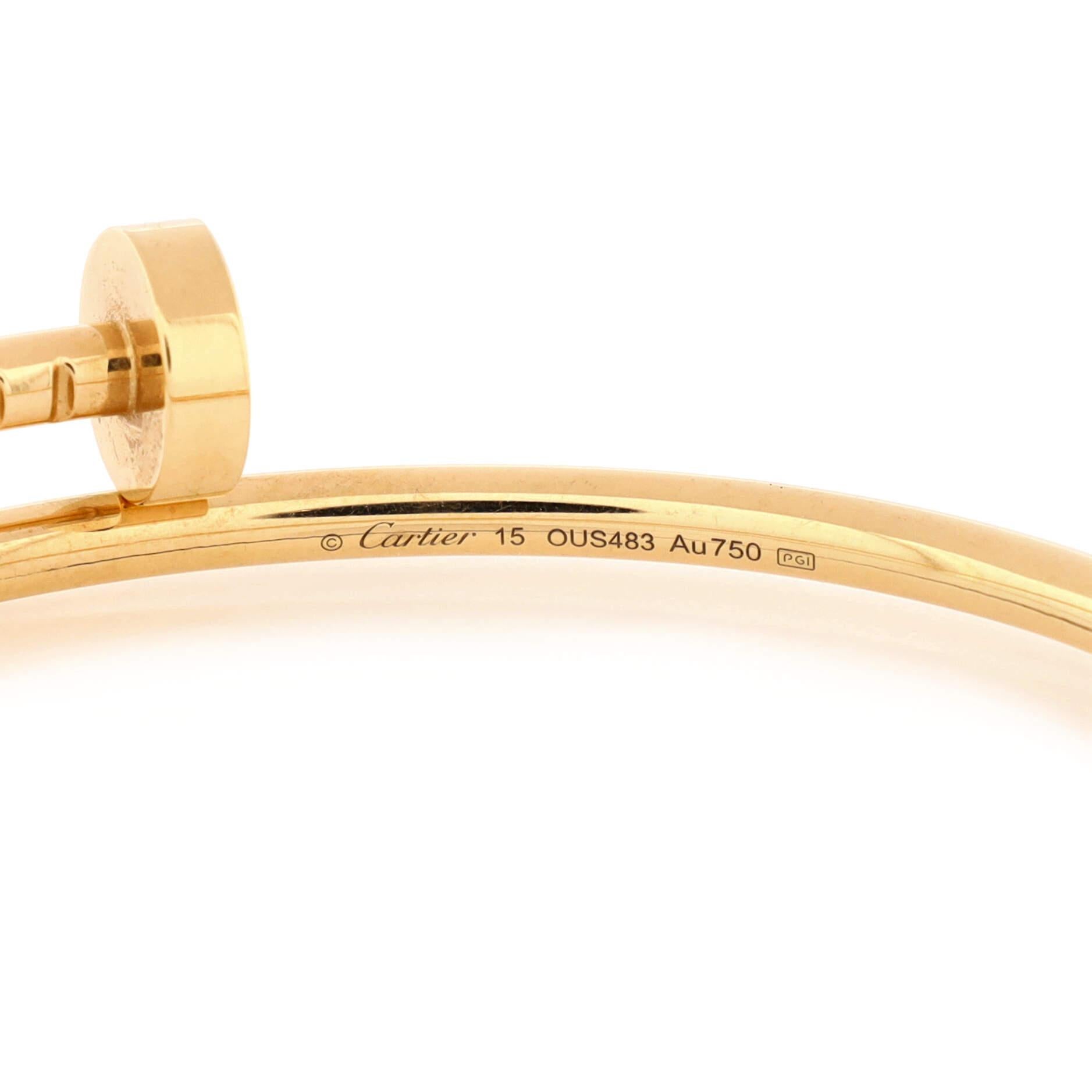 Cartier Juste Un Clou Bracelet 18k Yellow Gold Small In Good Condition In New York, NY
