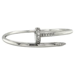 Cartier Juste un Clou Bracelet Bangle in 18k White Gold Diamonds Size 17 (C-667)