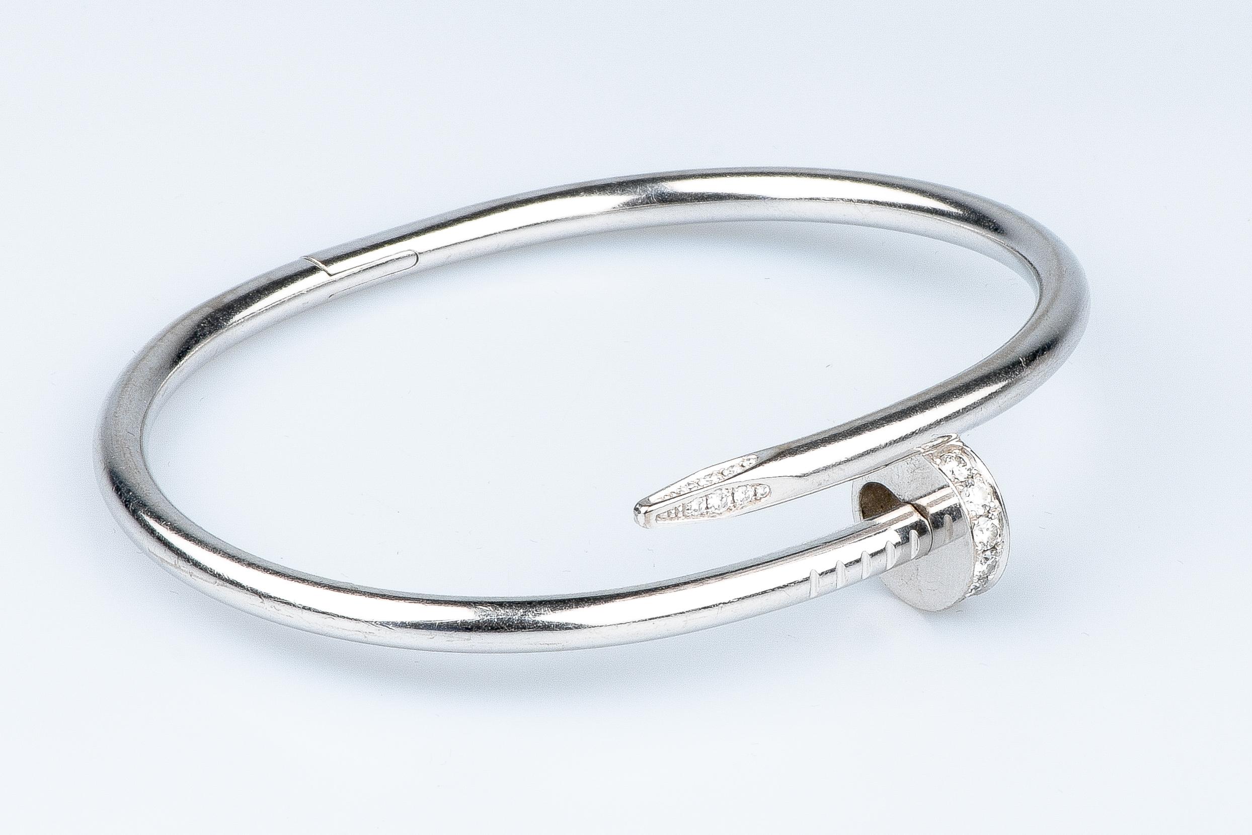 Women's or Men's Cartier Juste un Clou Bracelet certified 0.58 carat brillant cut diamonds