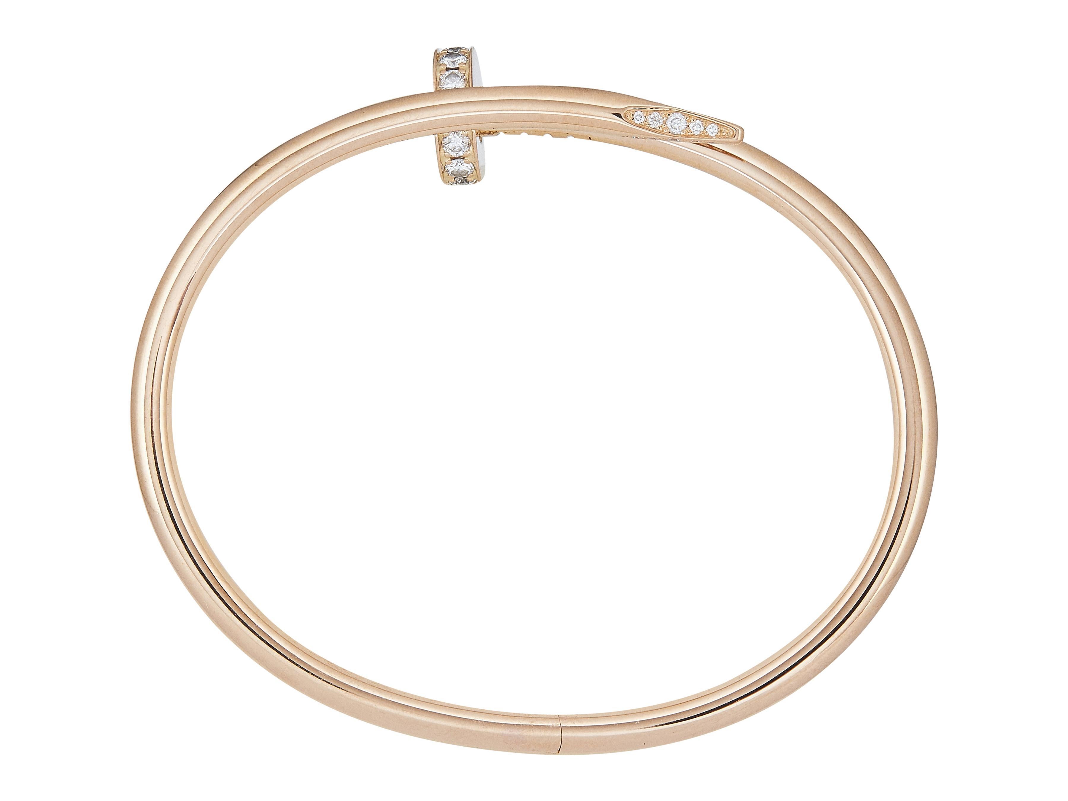 Cartier Juste Un Clou Pulsera Modelo Clásico Oro Rosa 18K Diamante Talla 16 Corte redondo en venta