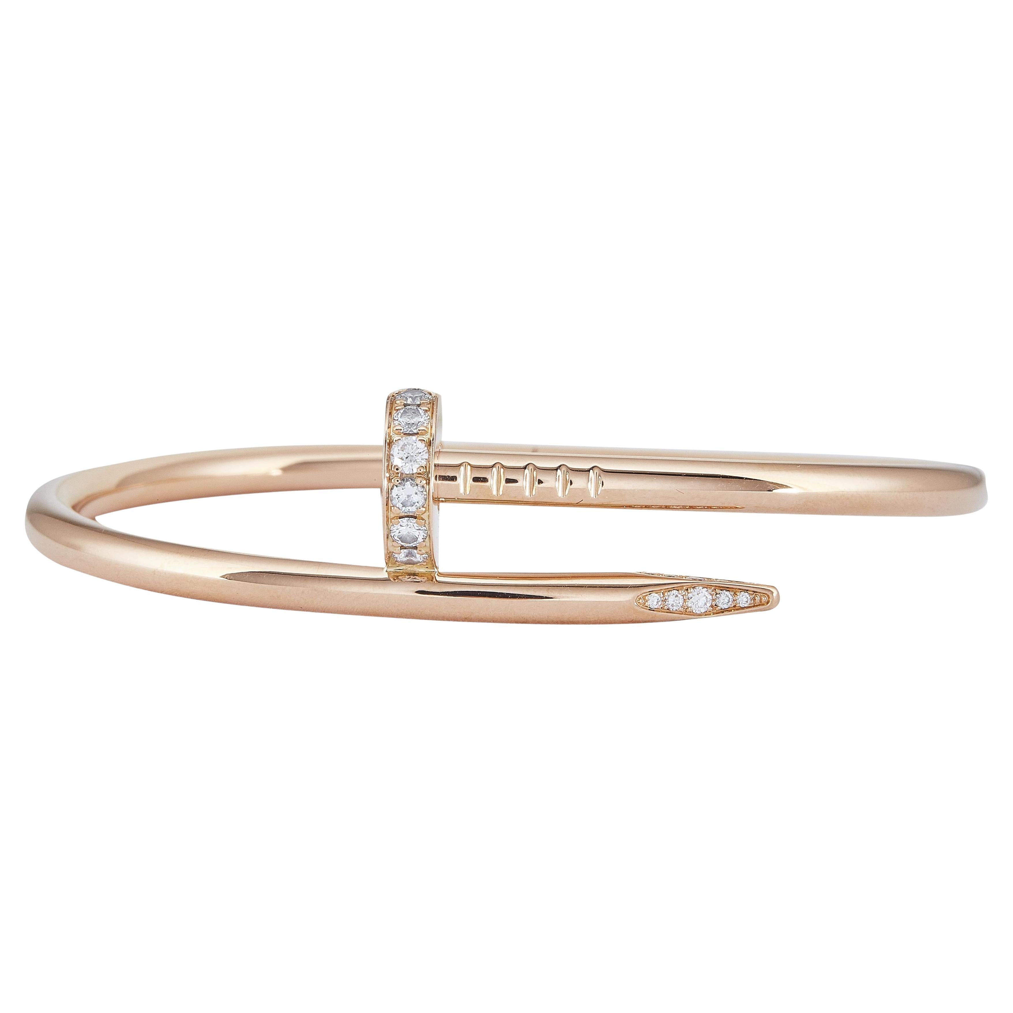 Cartier Juste Un Clou Pulsera Modelo Clásico Oro Rosa 18K Diamante Talla 16 en venta