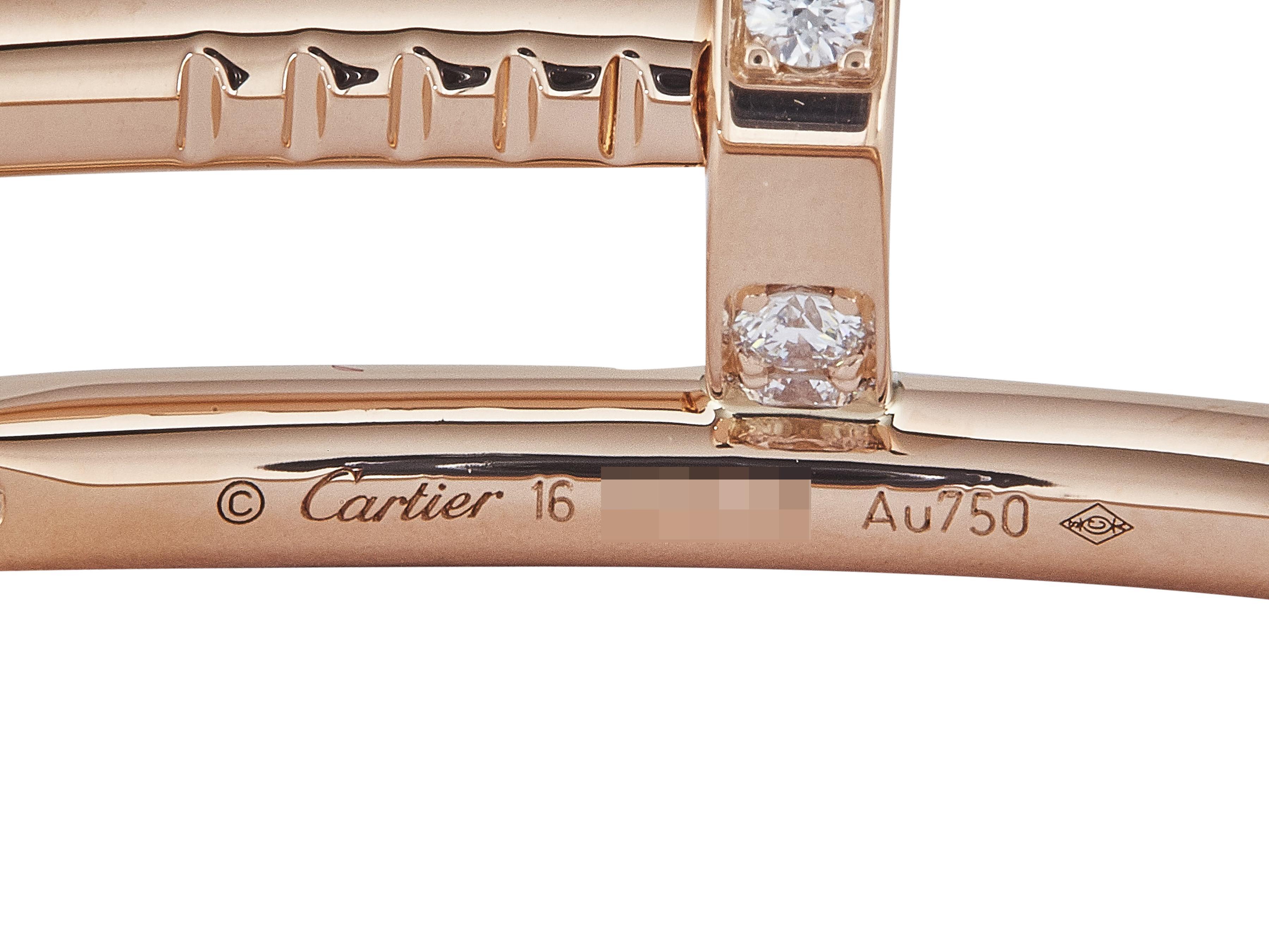 Contemporary Cartier Juste un Clou Bracelet Classic Model 18K Rose Gold Diamonds Size 16 For Sale