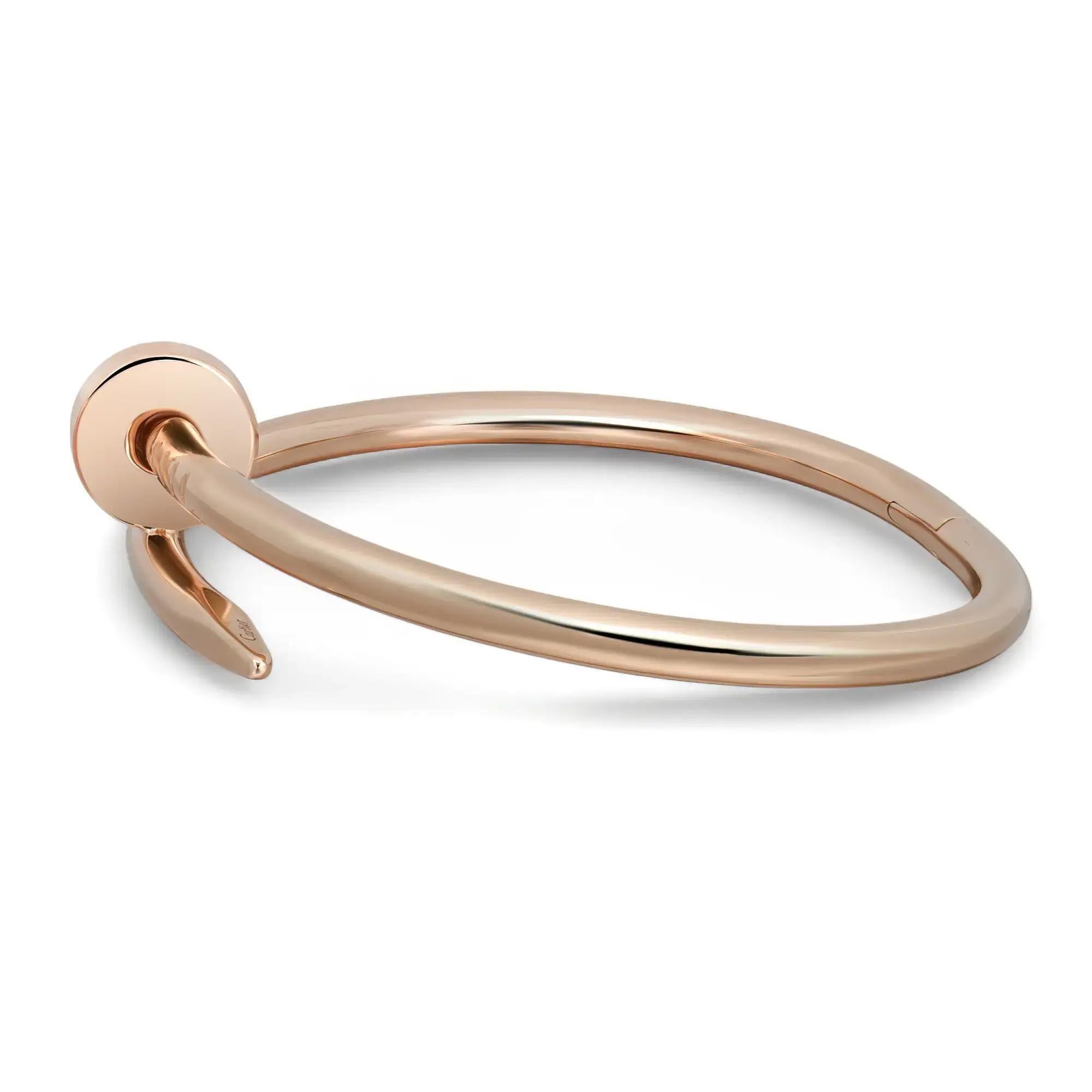 Moderno Cartier Juste Un Clou Bracciale Classico Modello Oro Rosa 18K Taglia 16 in vendita