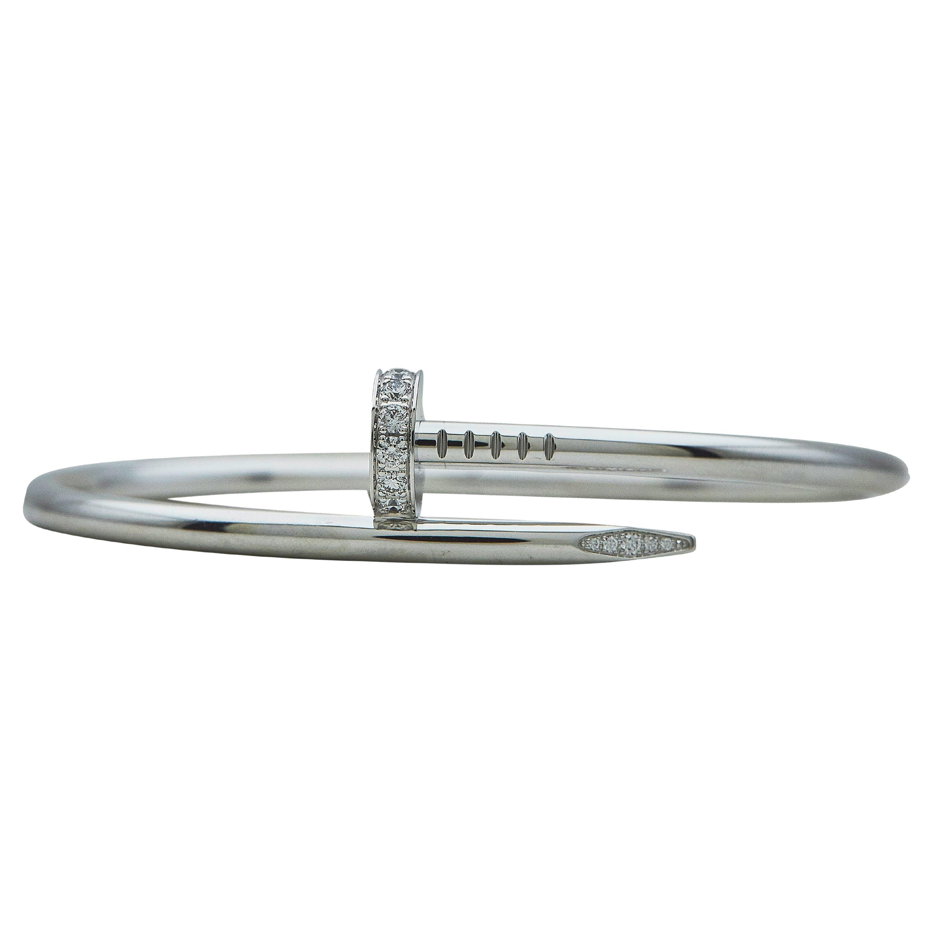 Cartier Juste un Clou Bracciale Classico Modello Oro Bianco 18 carati Diamante Misura 18