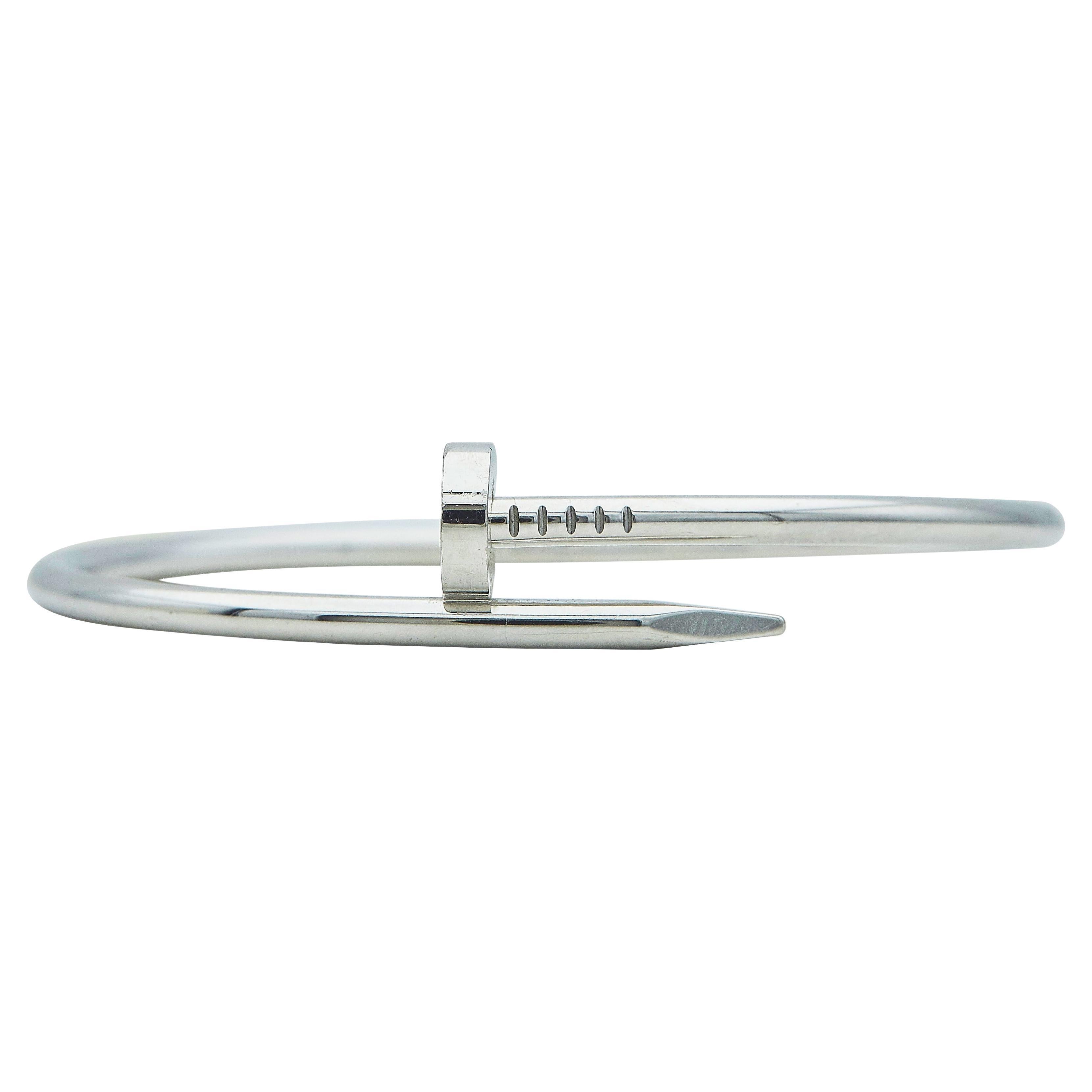 Cartier Juste un Clou Bracelet Classic Model 18K White Gold Size 20