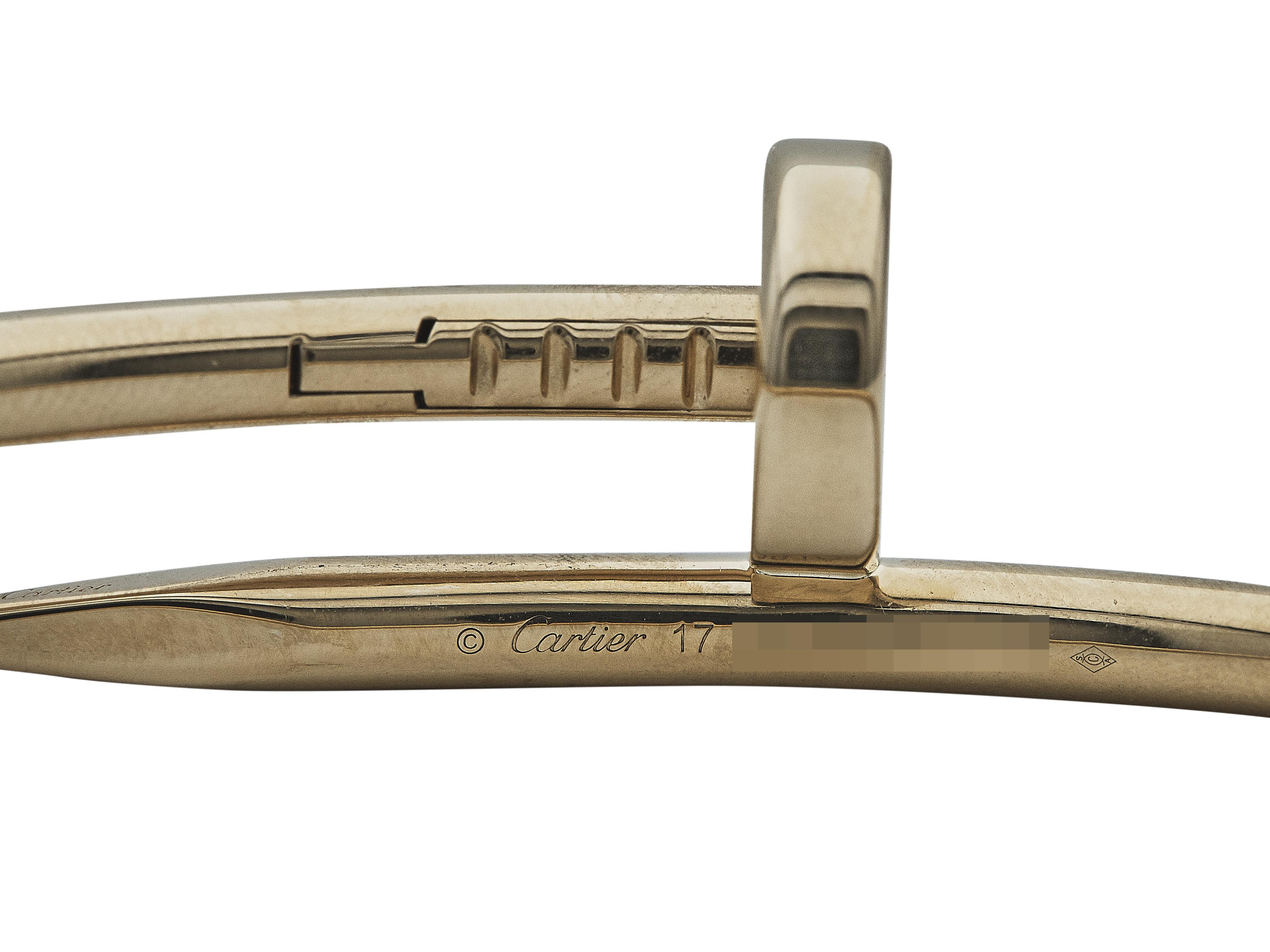 Cartier Juste un Clou Bracelet Classic Model 18K Yellow Gold Size 17 In Excellent Condition In New York, NY
