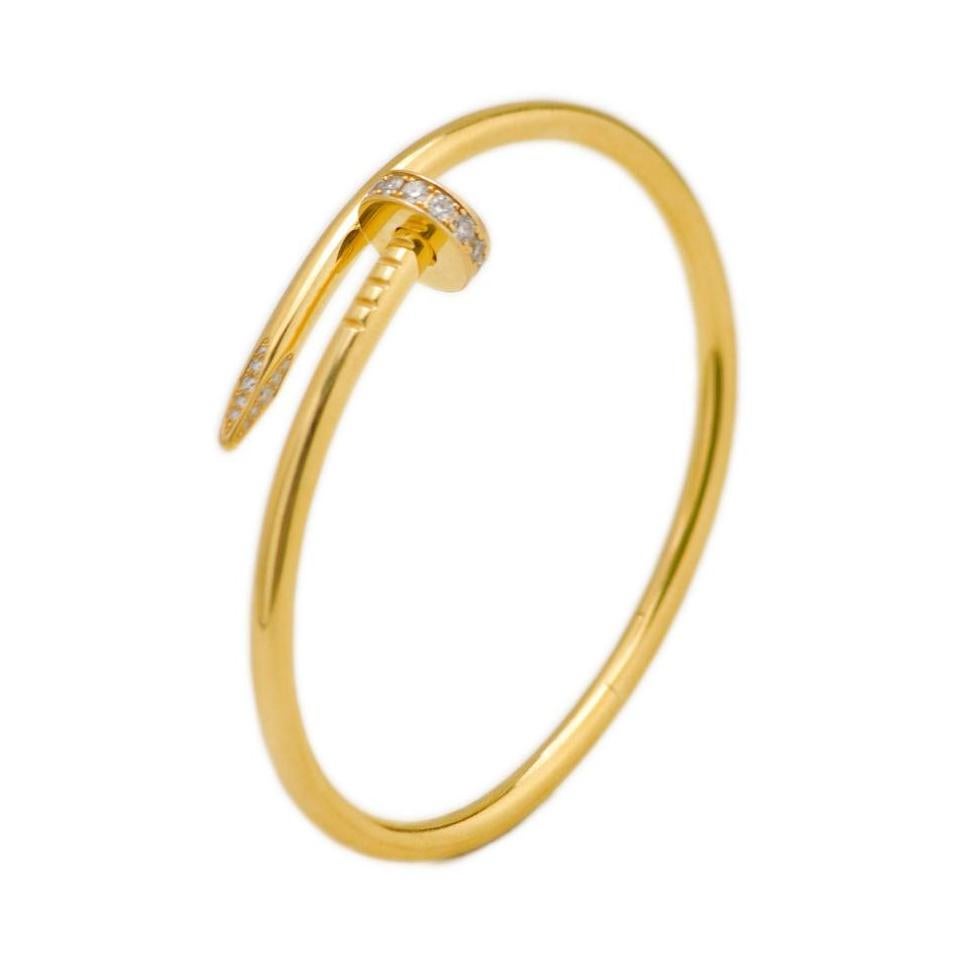 Cartier Juste un Clou Bracelet Classic Model Diamonds 18K Yellow Gold Size 17 For Sale