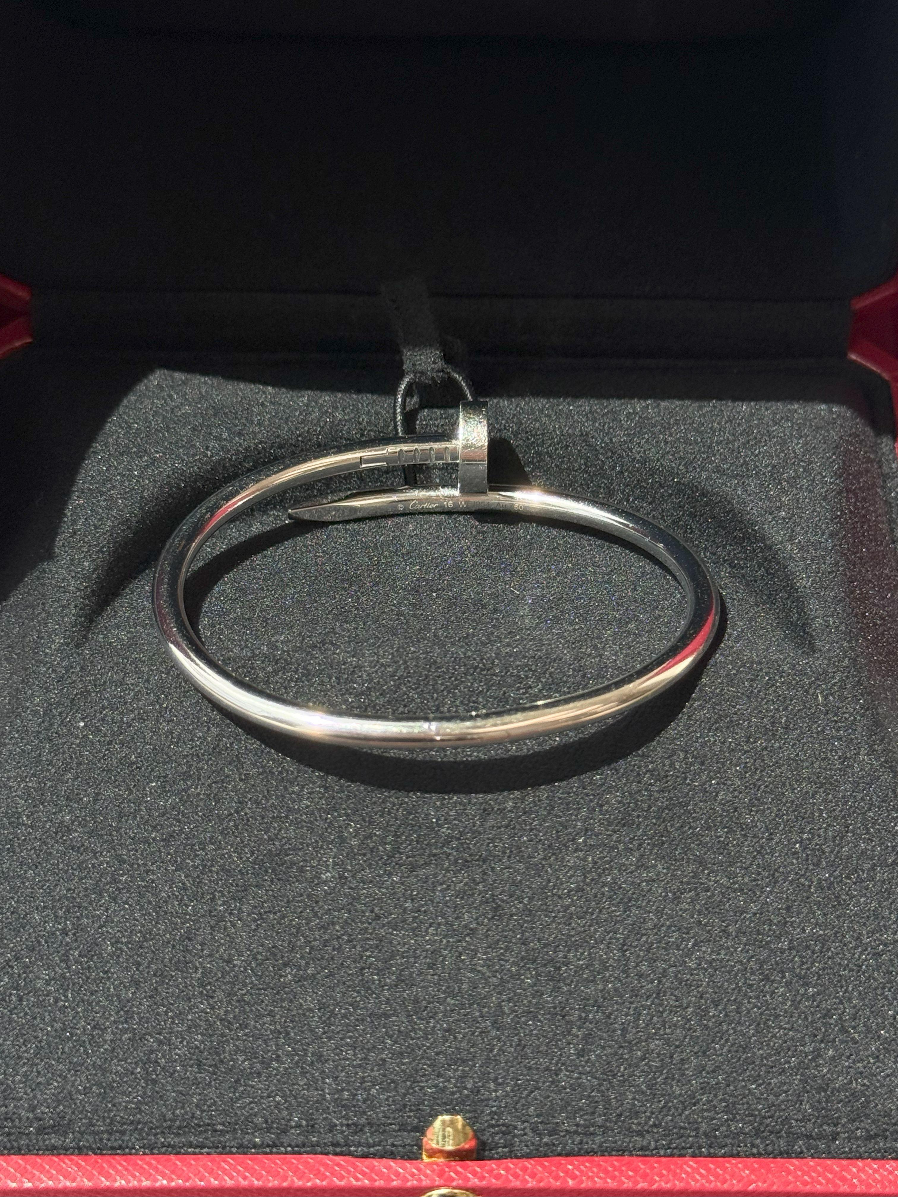 Cartier Juste Un Clou Armband Klassisches Modell Weißgold Größe 16 im Angebot 3
