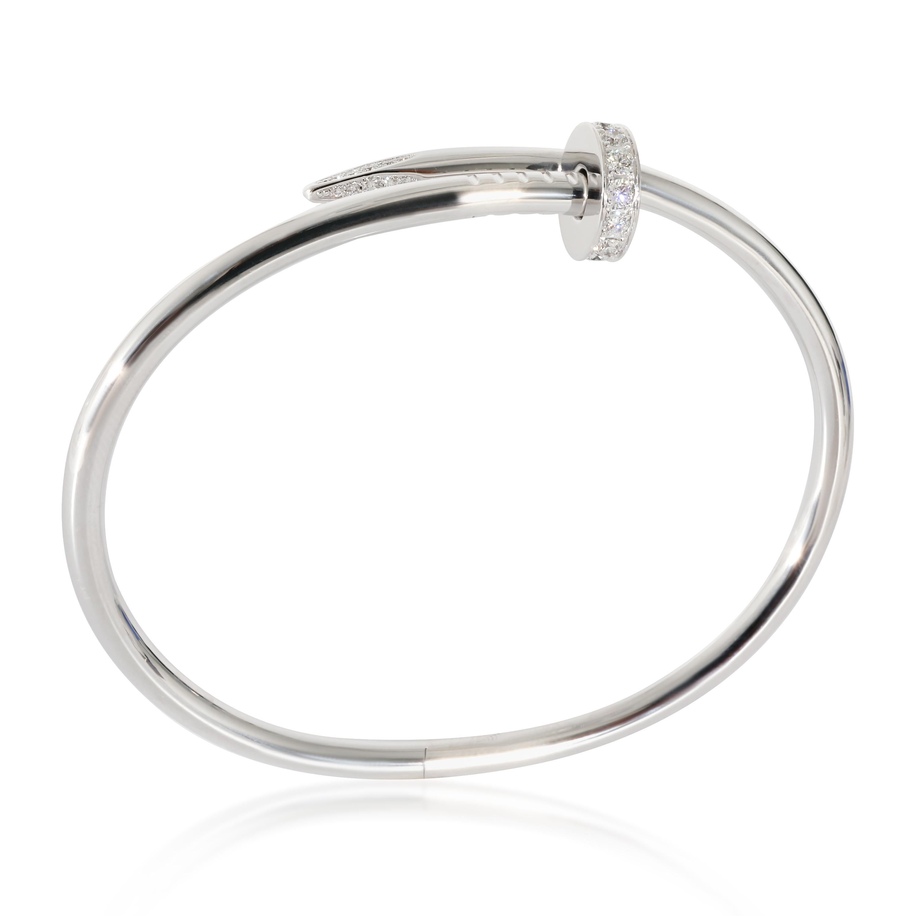 Cartier Juste Un Clou Bracelet in 18k White Gold 0.58 CTW For Sale at