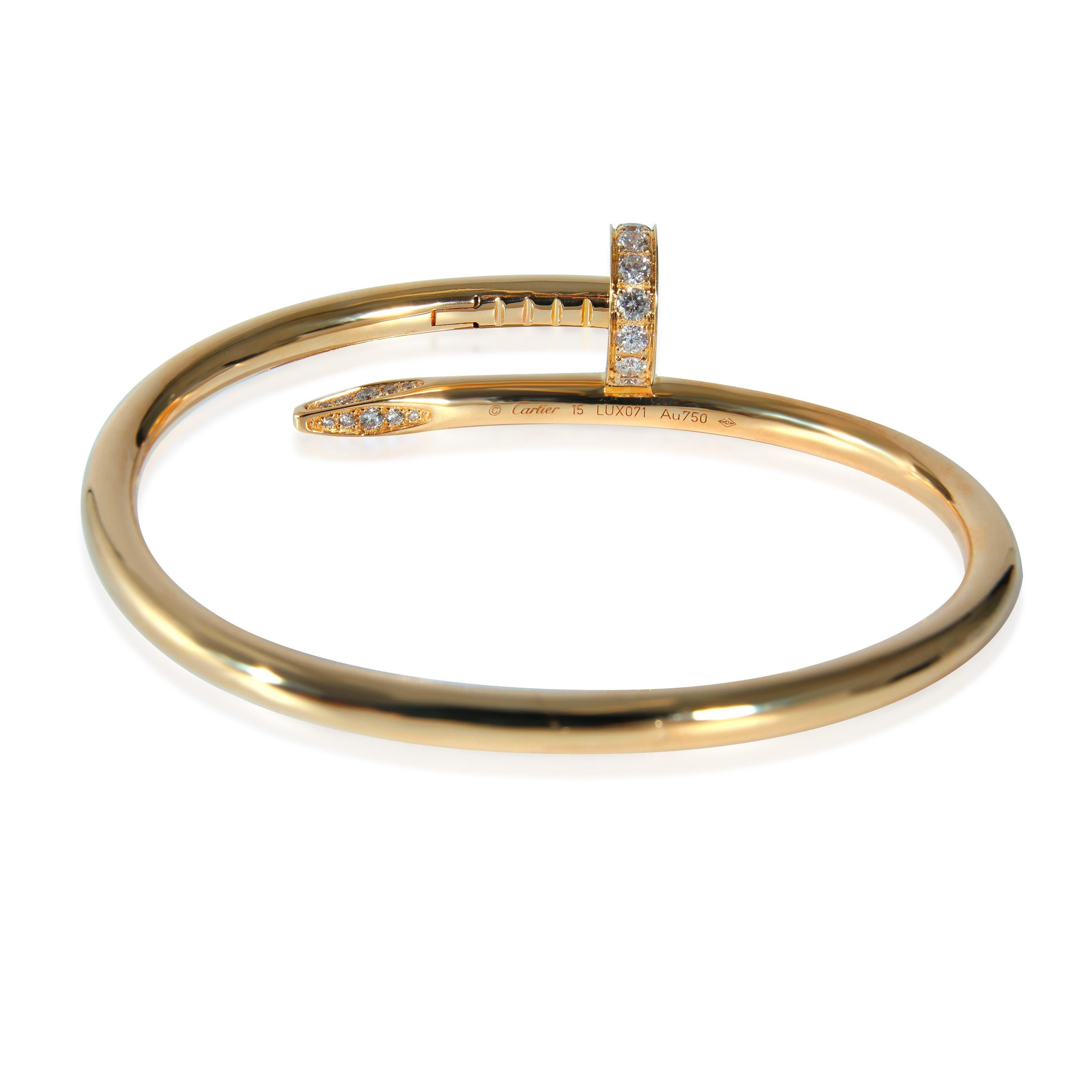 Cartier Juste Un Clou Bracelet in 18k Yellow Gold 0.58 CTW In Excellent Condition For Sale In New York, NY