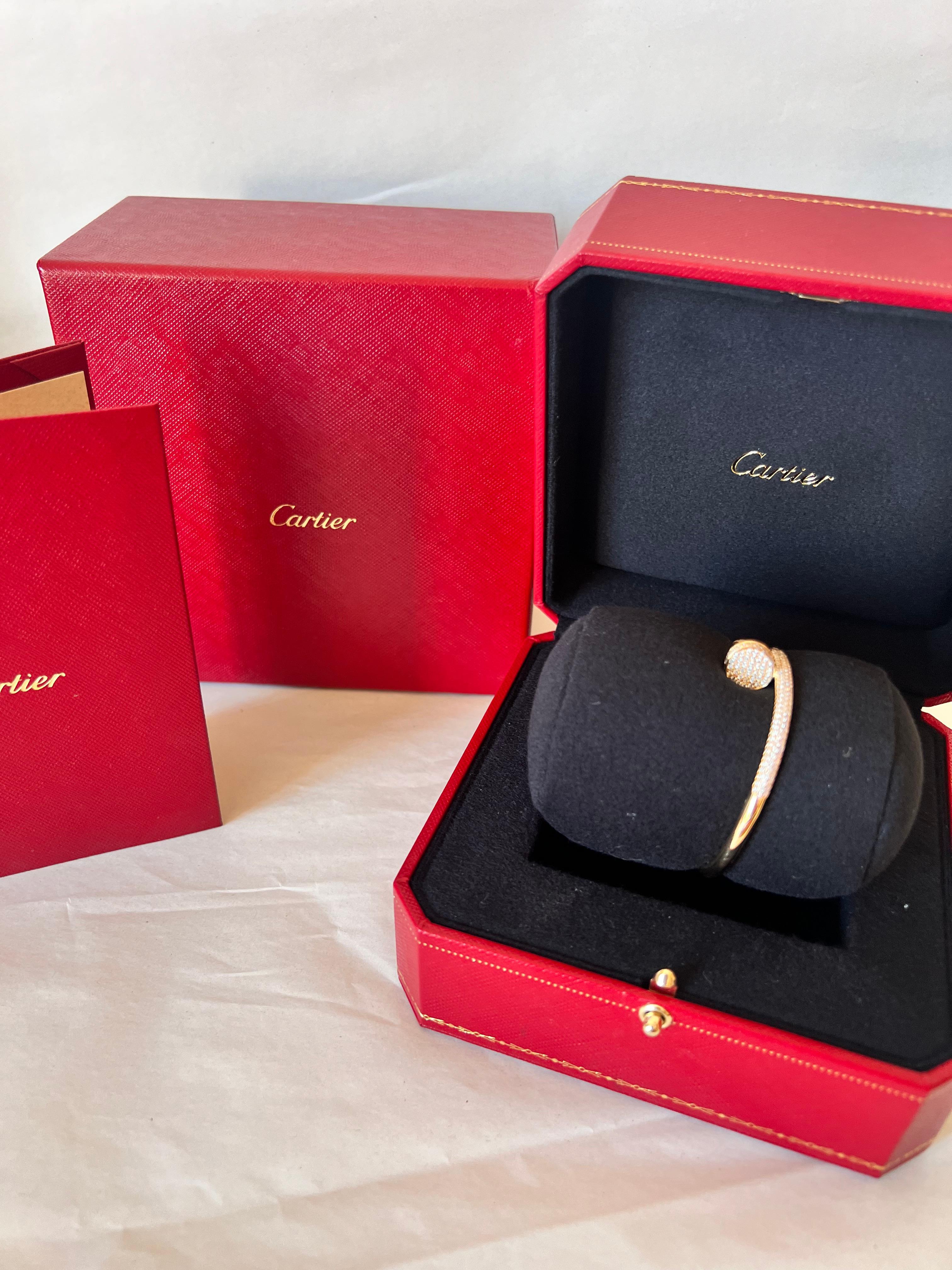 Brilliant Cut Cartier Juste un Clou Bracelet in 18k yellow gold  diamonds with box & papers For Sale
