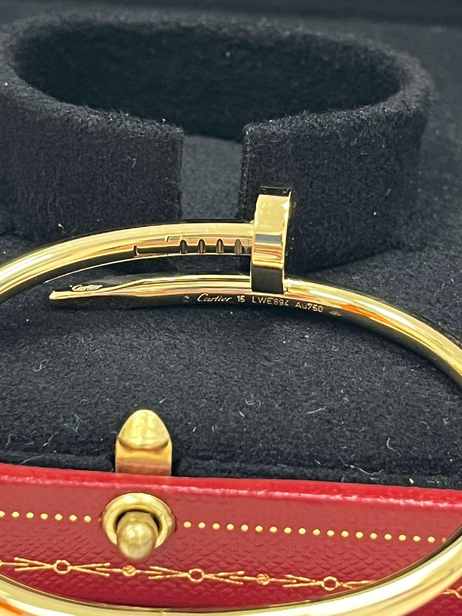 Cartier Juste un Clou Bracelet Size 15 Classic 18K Yellow Gold For Sale 6