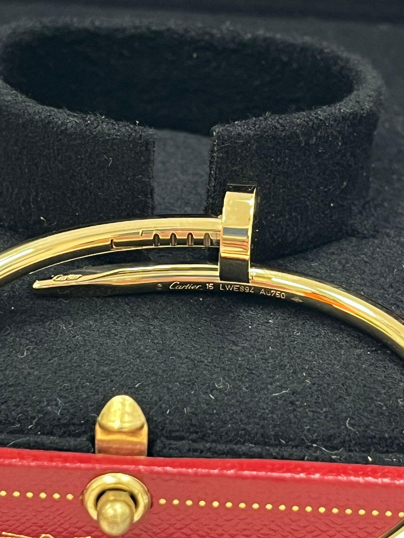 Cartier Juste un Clou Bracelet Size 15 Classic 18K Yellow Gold For Sale 7
