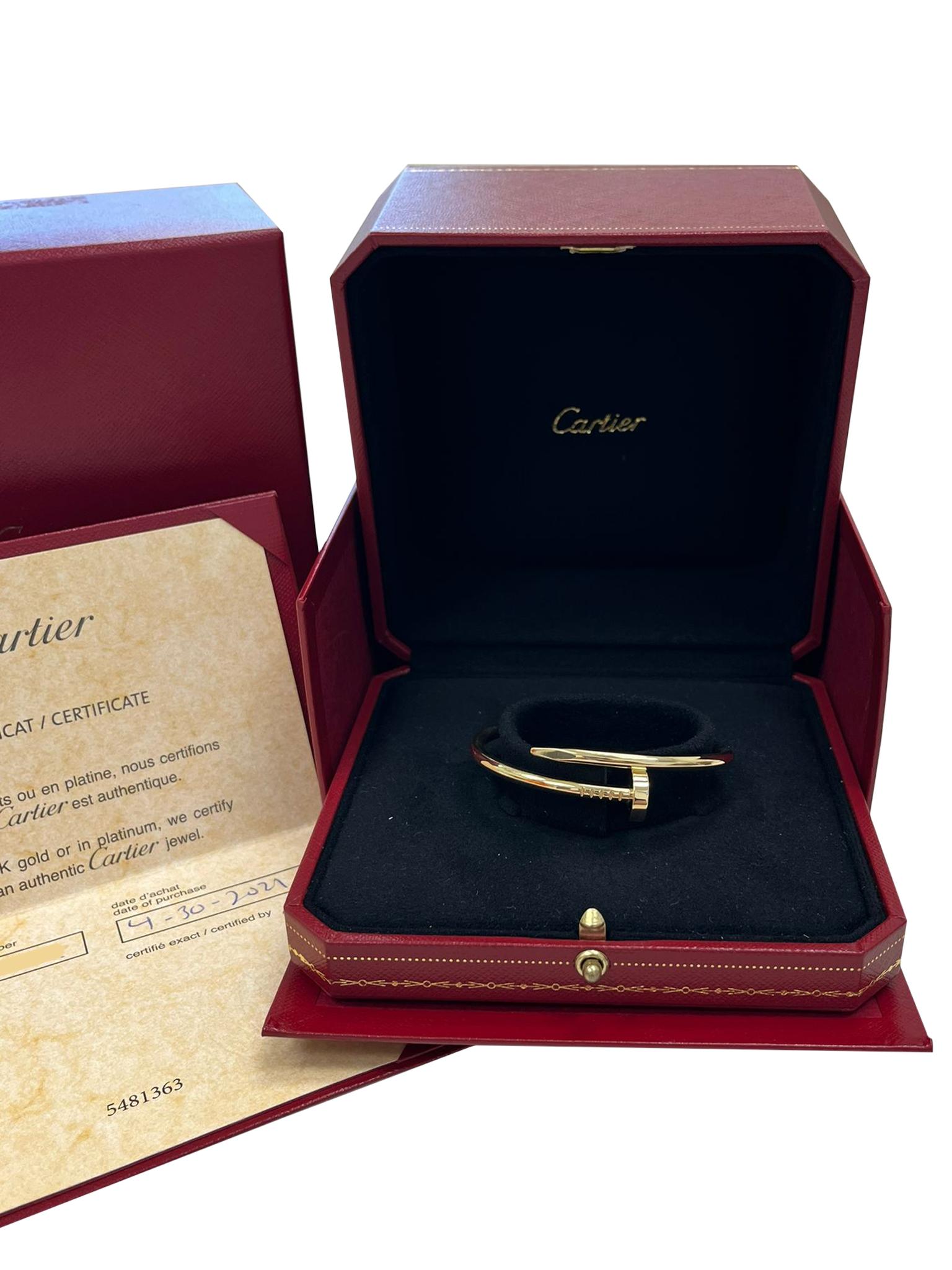 Cartier Juste un Clou Bracelet Size 15 Classic 18K Yellow Gold For Sale 4