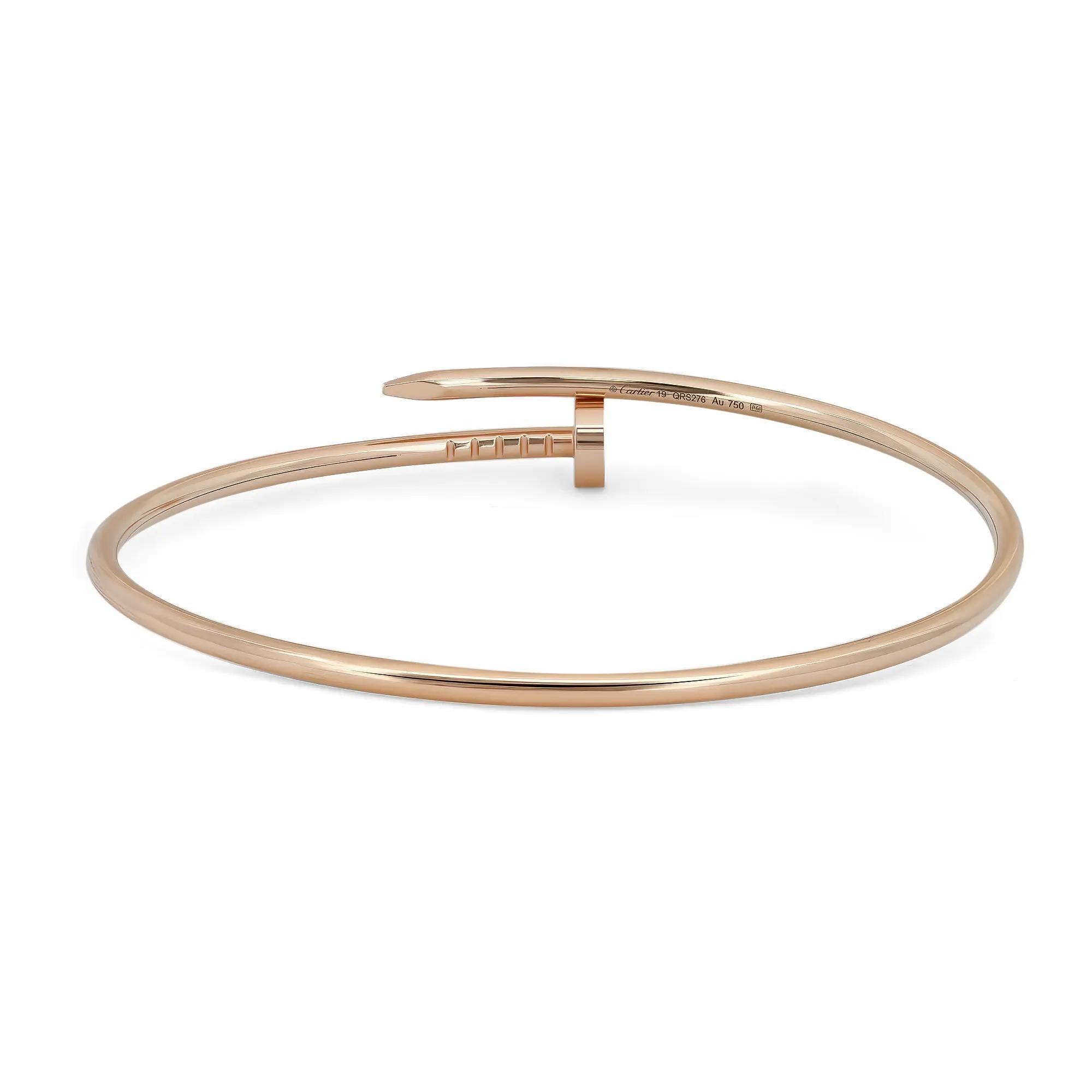Cartier Juste Un Clou Bracelet Small Model 18K Rose Gold Size 19 In Excellent Condition For Sale In New York, NY