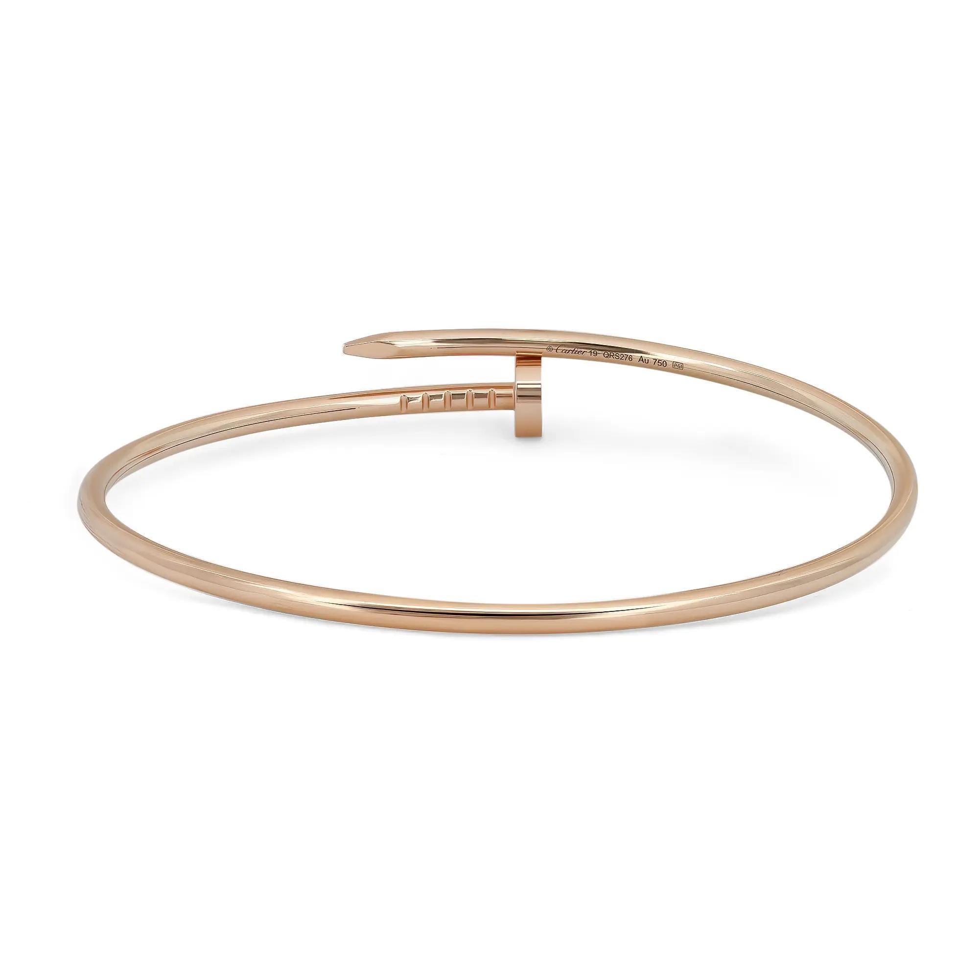 Cartier Juste Un Clou Bracelet Small Model 18K Rose Gold Size 19 In Excellent Condition In New York, NY