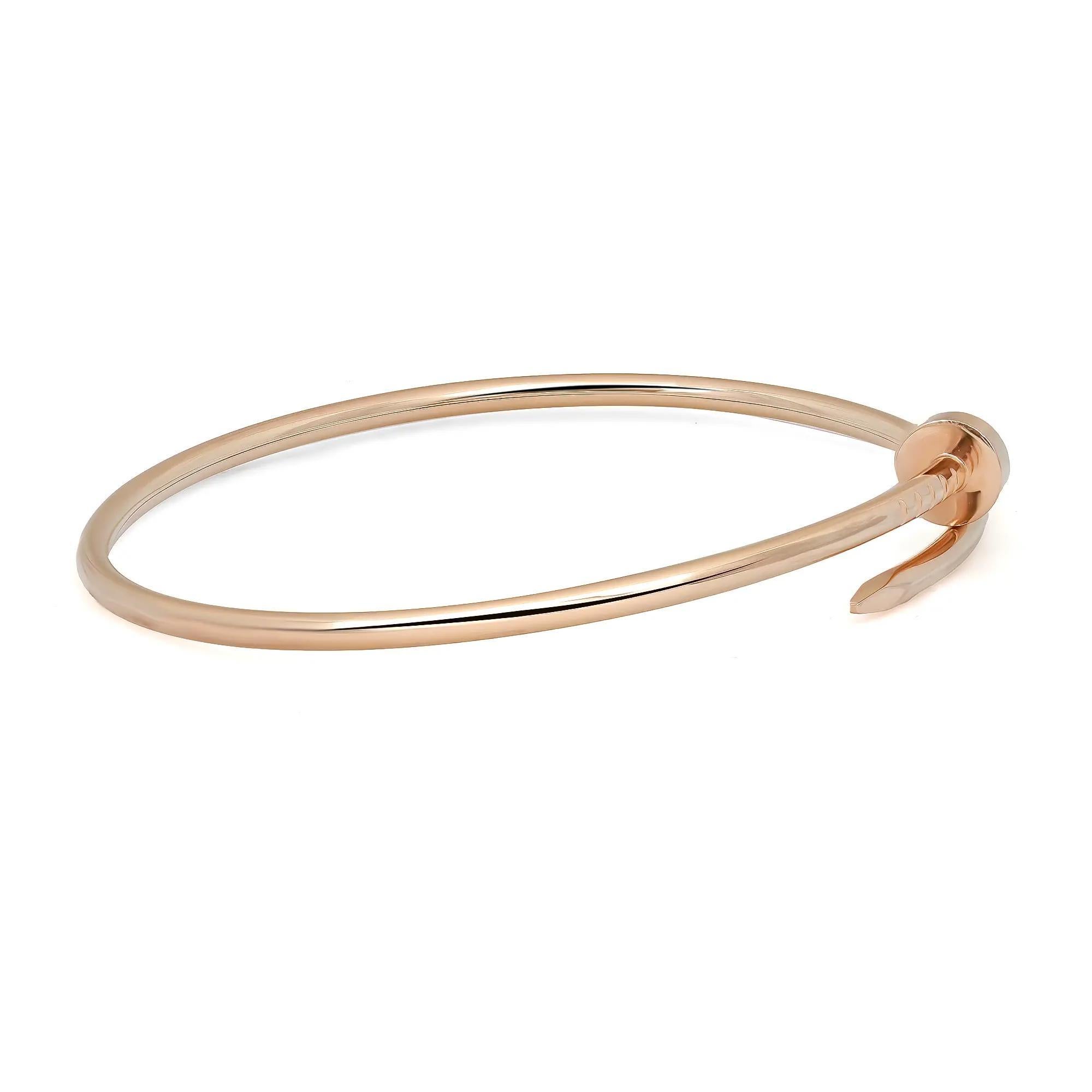 Cartier Juste Un Clou Bracelet Small Model 18K Rose Gold Size 19 For Sale 2