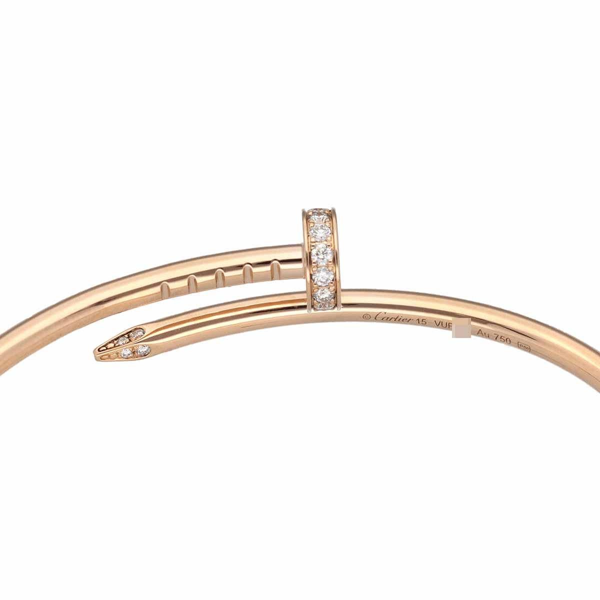 Cartier Juste un Clou Bracelet Small Model Diamonds 0.18ct 18K Pink Gold 15cm In Good Condition In Tokyo, JP