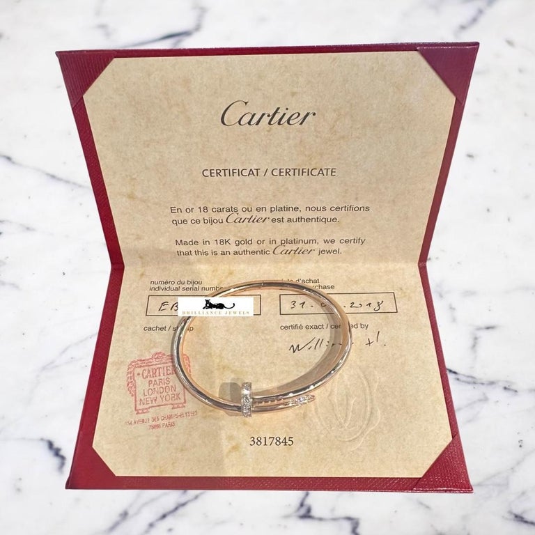 Cartier Juste Un Clou Bracelet with Diamonds in 18k Yellow Gold SIZE 16