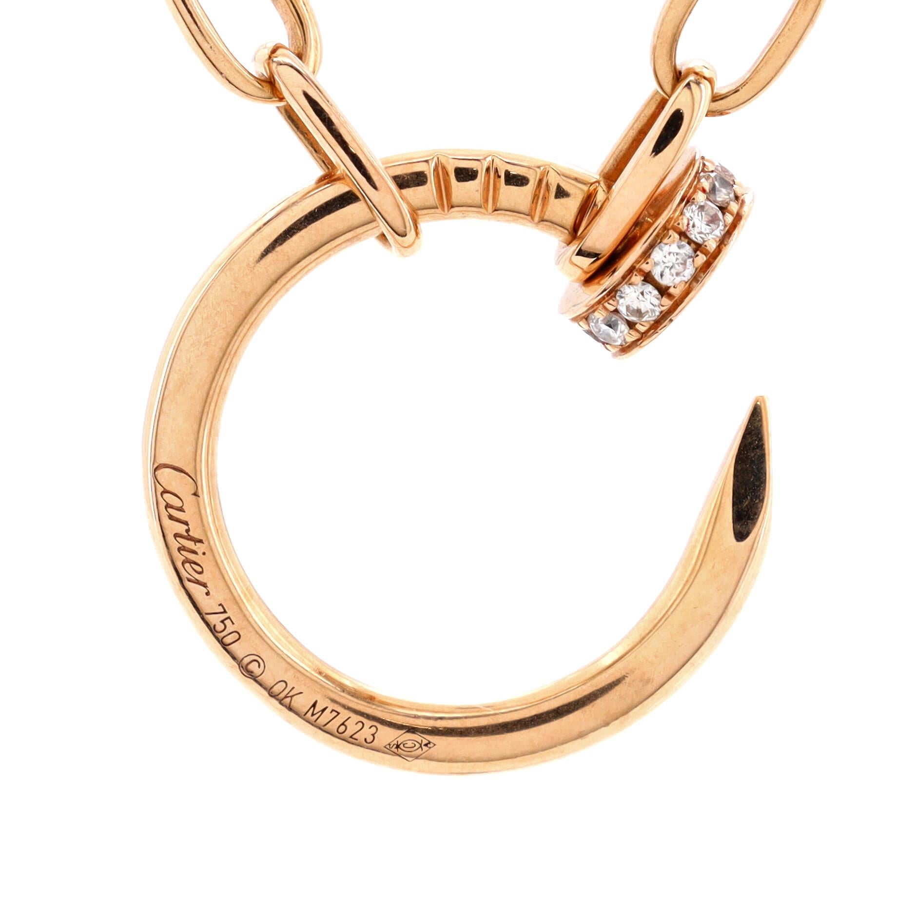 Cartier Juste un Clou Kette Anhänger Halskette 18K Roségold und Pave Diamo für Damen oder Herren