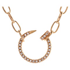 Cartier Juste un Clou Chain Pendant Necklace 18K Rose Gold and Pave Diamo