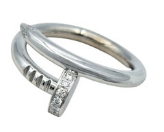 Cartier Juste Un Clou Classic Band Ring with Diamonds in 18 Karat White Gold, 56