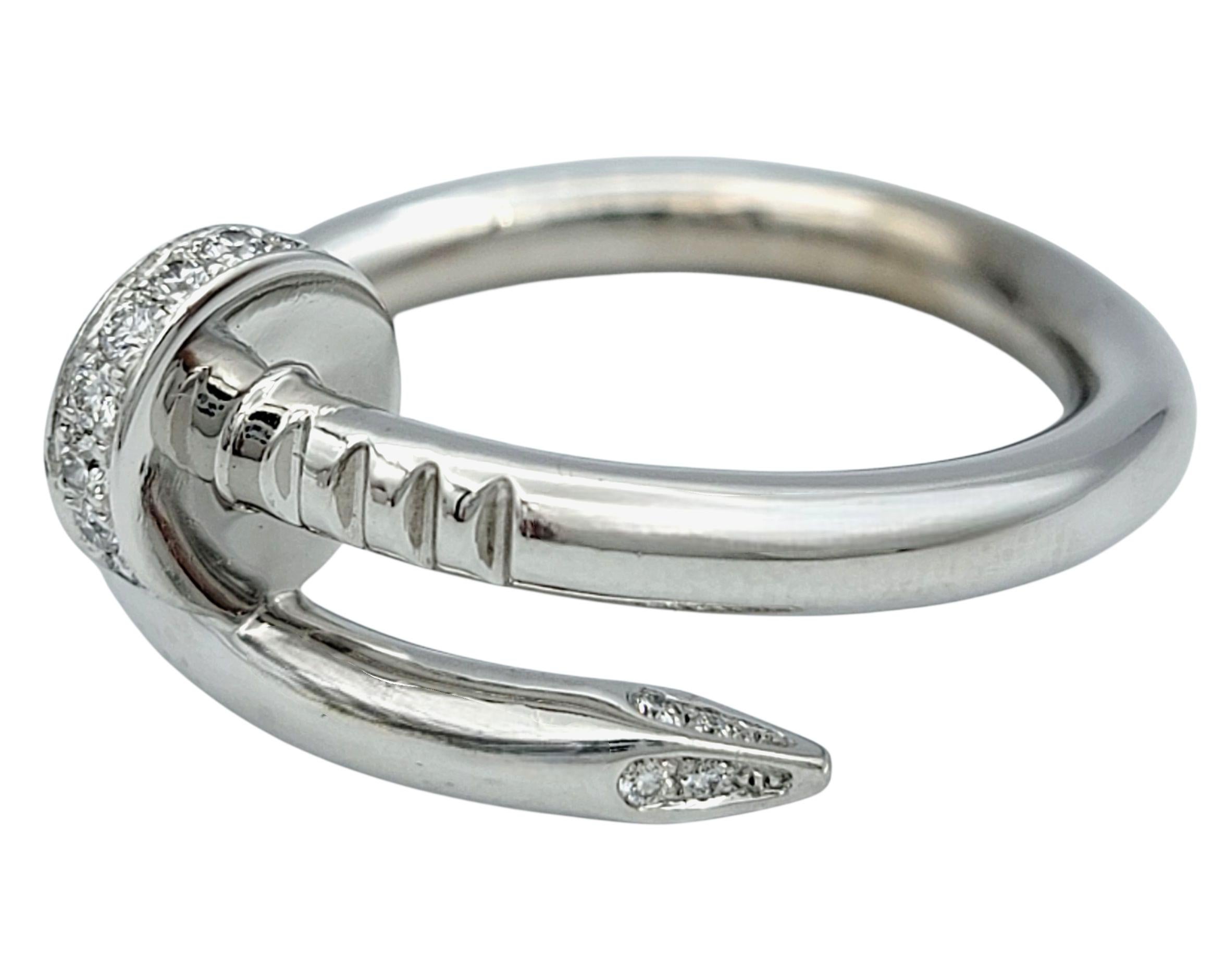 Cartier Juste Un Clou Klassischer Bandring mit Diamanten aus 18 Karat Weißgold, 56 (Rundschliff) im Angebot