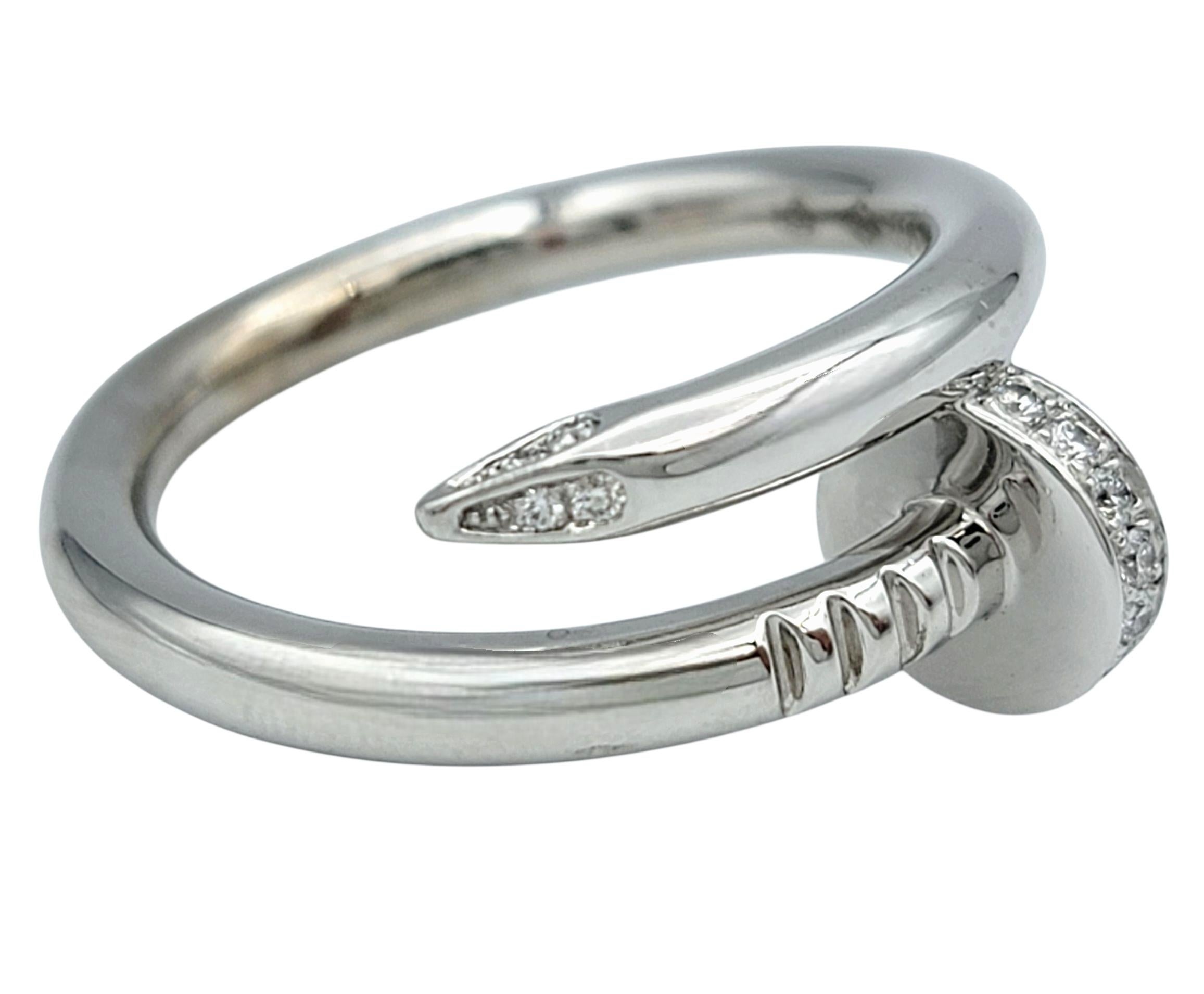 Cartier Juste Un Clou Klassischer Bandring mit Diamanten aus 18 Karat Weißgold, 56 im Zustand „Gut“ im Angebot in Scottsdale, AZ