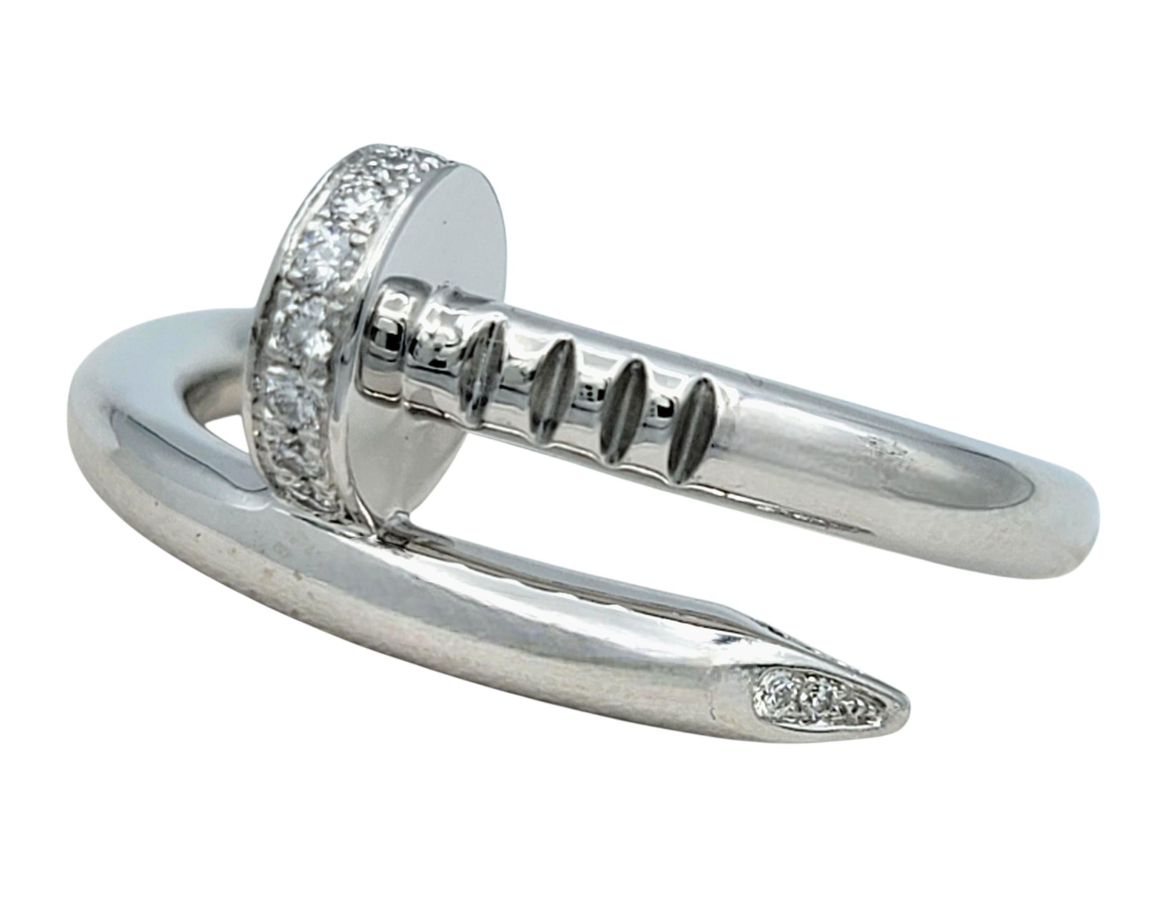 Cartier Juste Un Clou Klassischer Bandring mit Diamanten aus 18 Karat Weißgold, 56 im Angebot 1