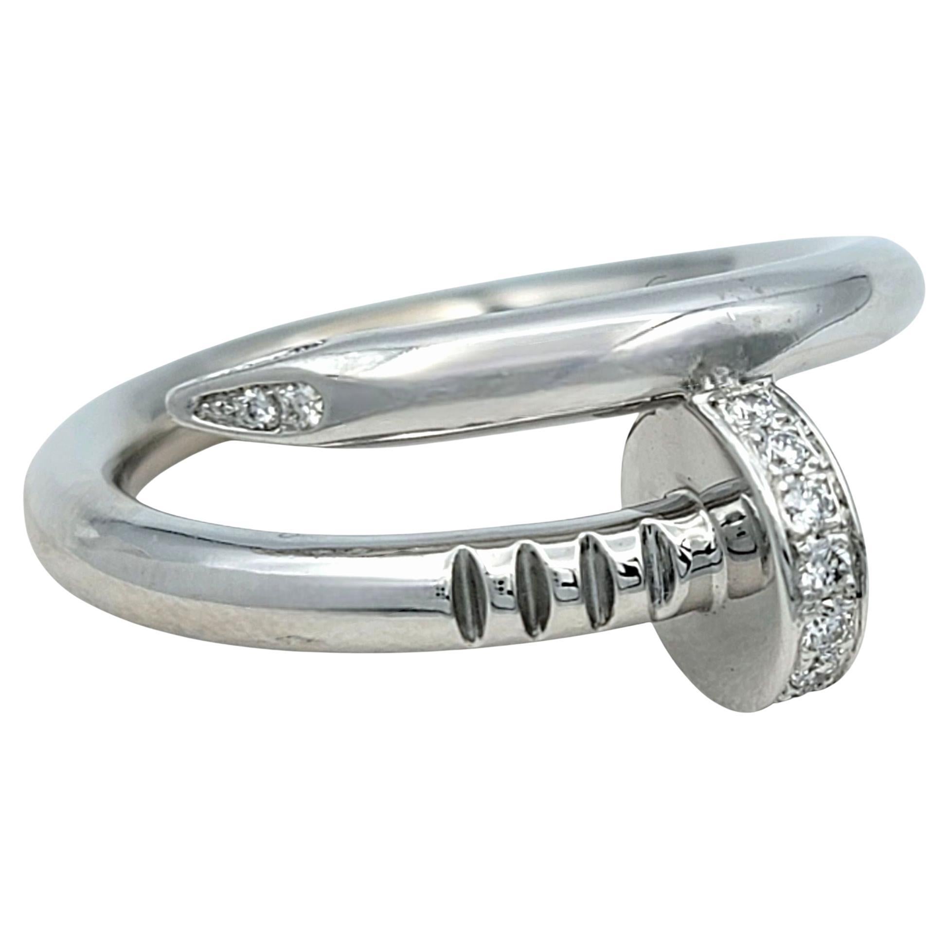 Cartier Juste Un Clou Klassischer Bandring mit Diamanten aus 18 Karat Weißgold, 56 im Angebot
