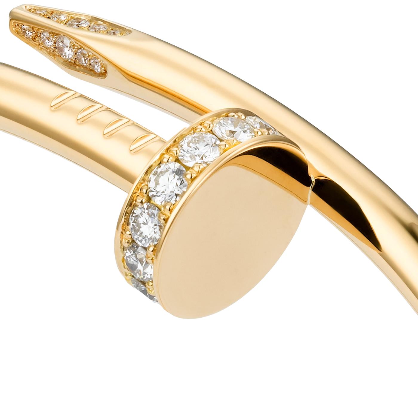 Modernist Cartier Juste Un Clou Classic Model 0.58ct Diamond Bracelet 18K Yellow Gold For Sale