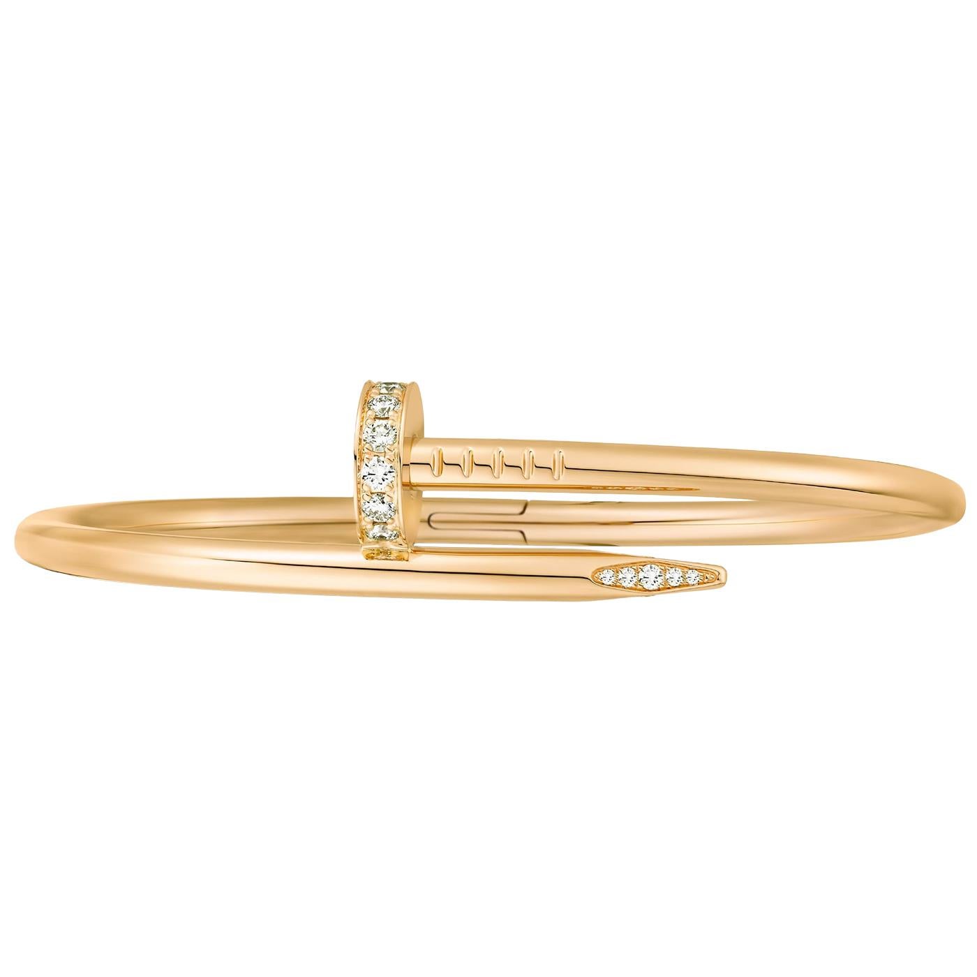 Brilliant Cut Cartier Juste Un Clou Classic Model 0.58ct Diamond Bracelet 18K Yellow Gold For Sale