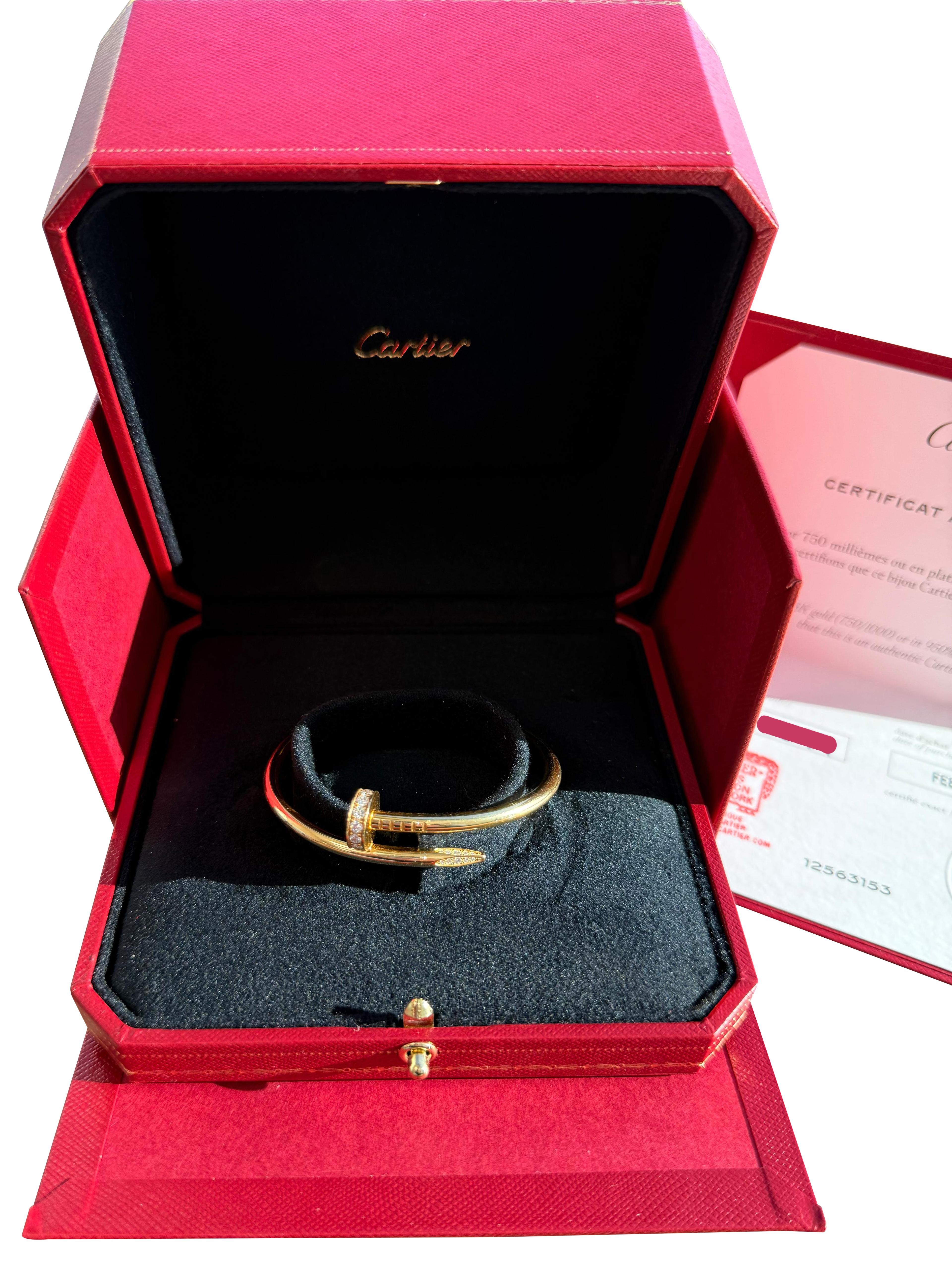 Cartier Juste Un Clou Classic Model 0.58ct Diamond Bracelet 18K Yellow Gold For Sale 2